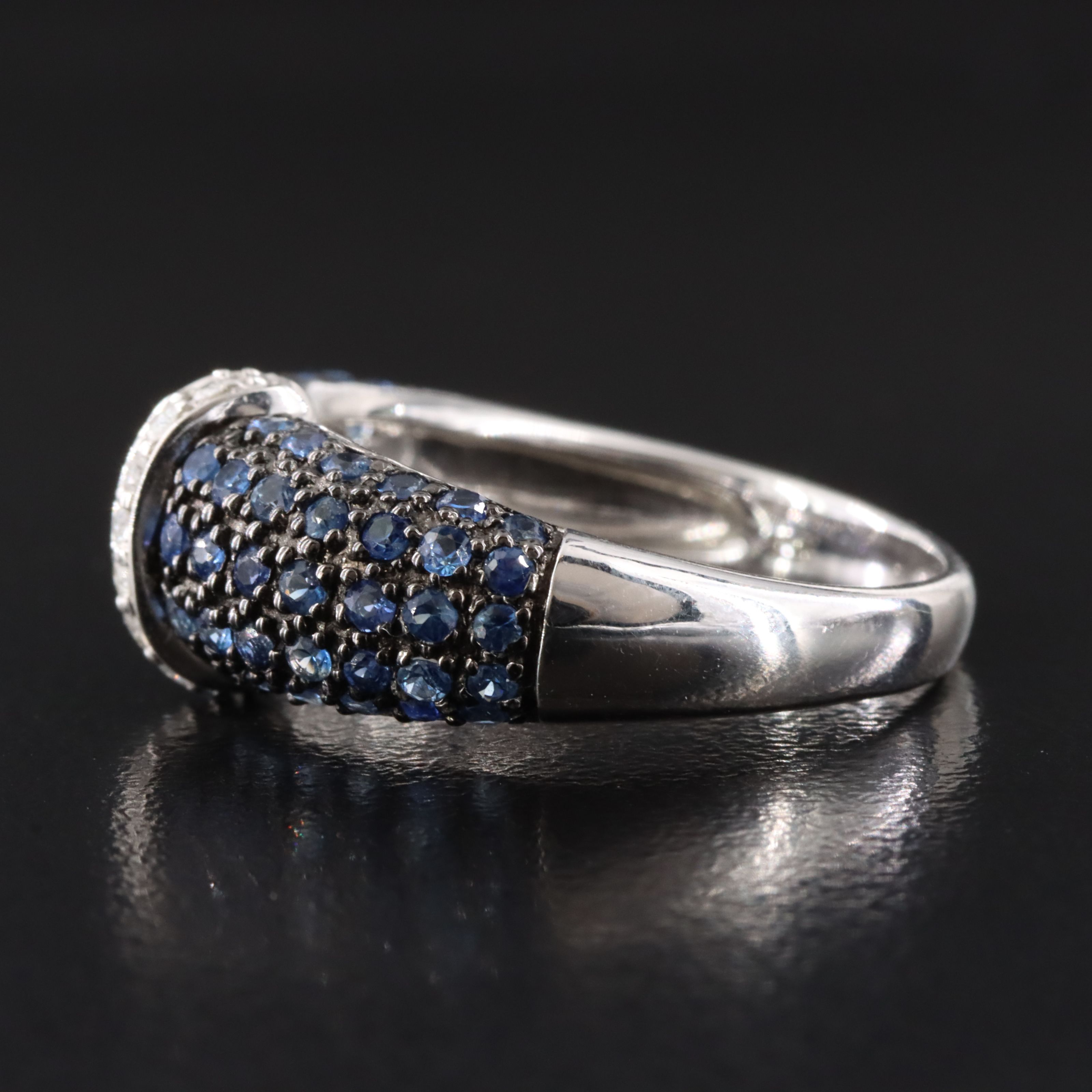 10K Pavé Sapphire and Diamond Ring