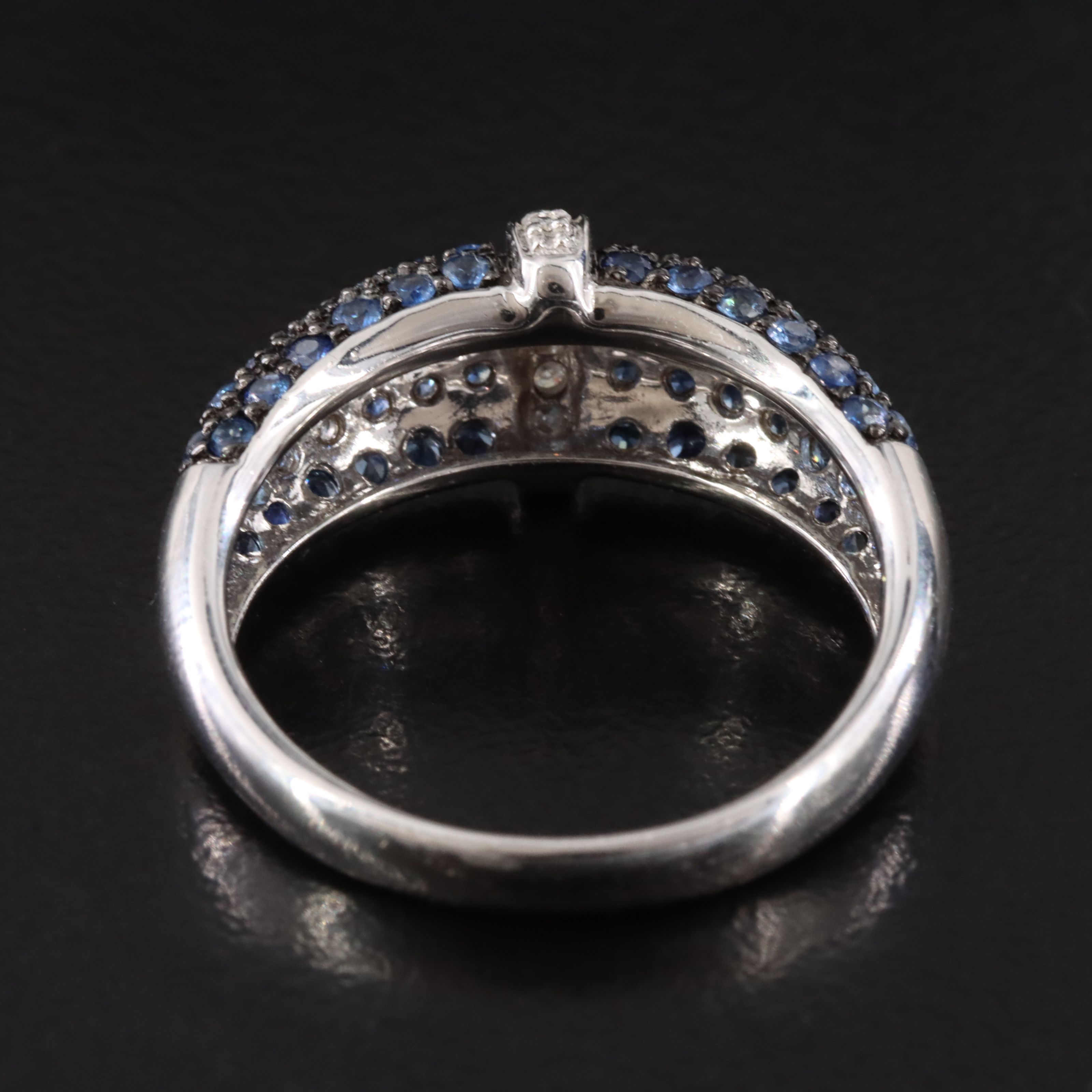 10K Pavé Sapphire and Diamond Ring