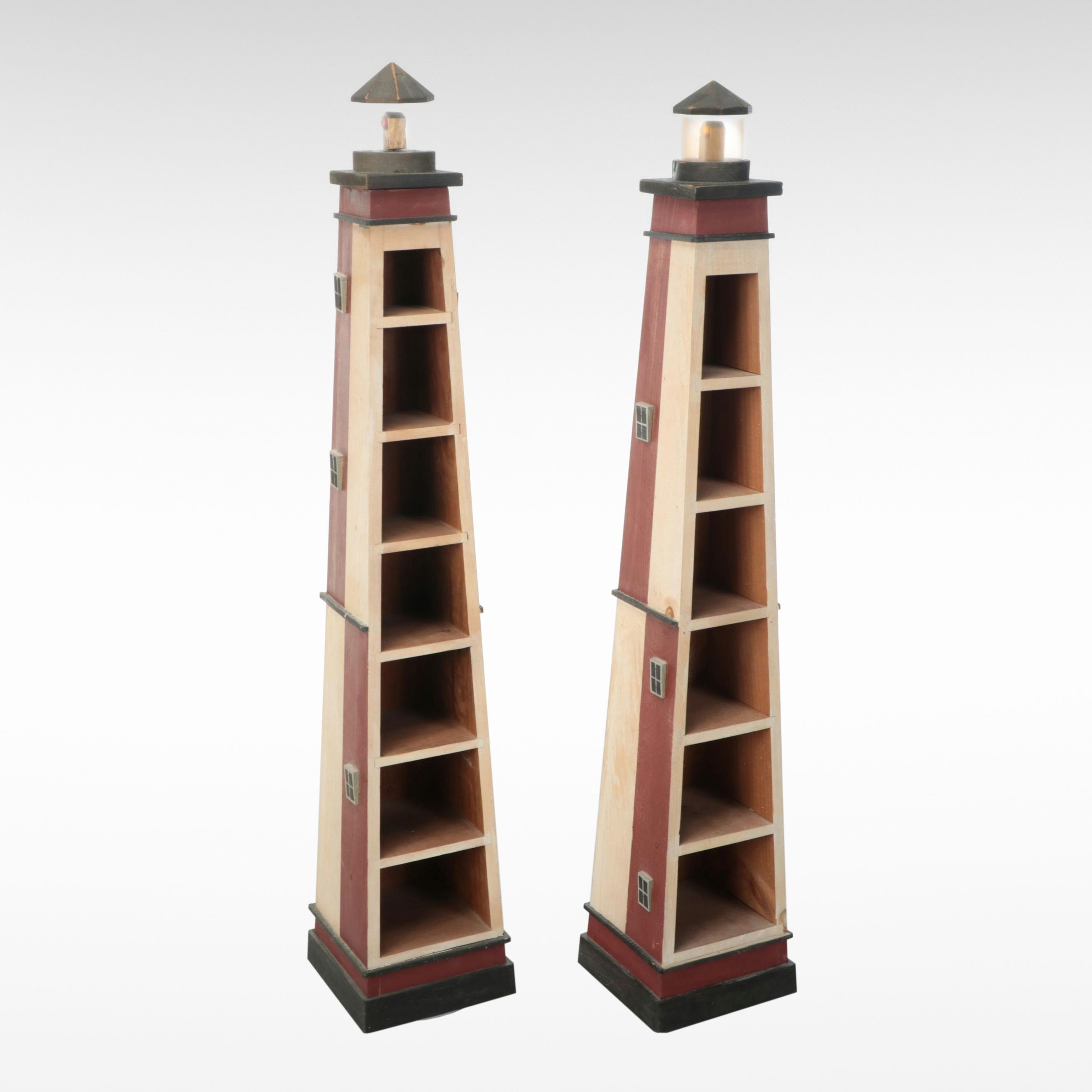 Folk Art Style Wooden Lighthouse Shelves
