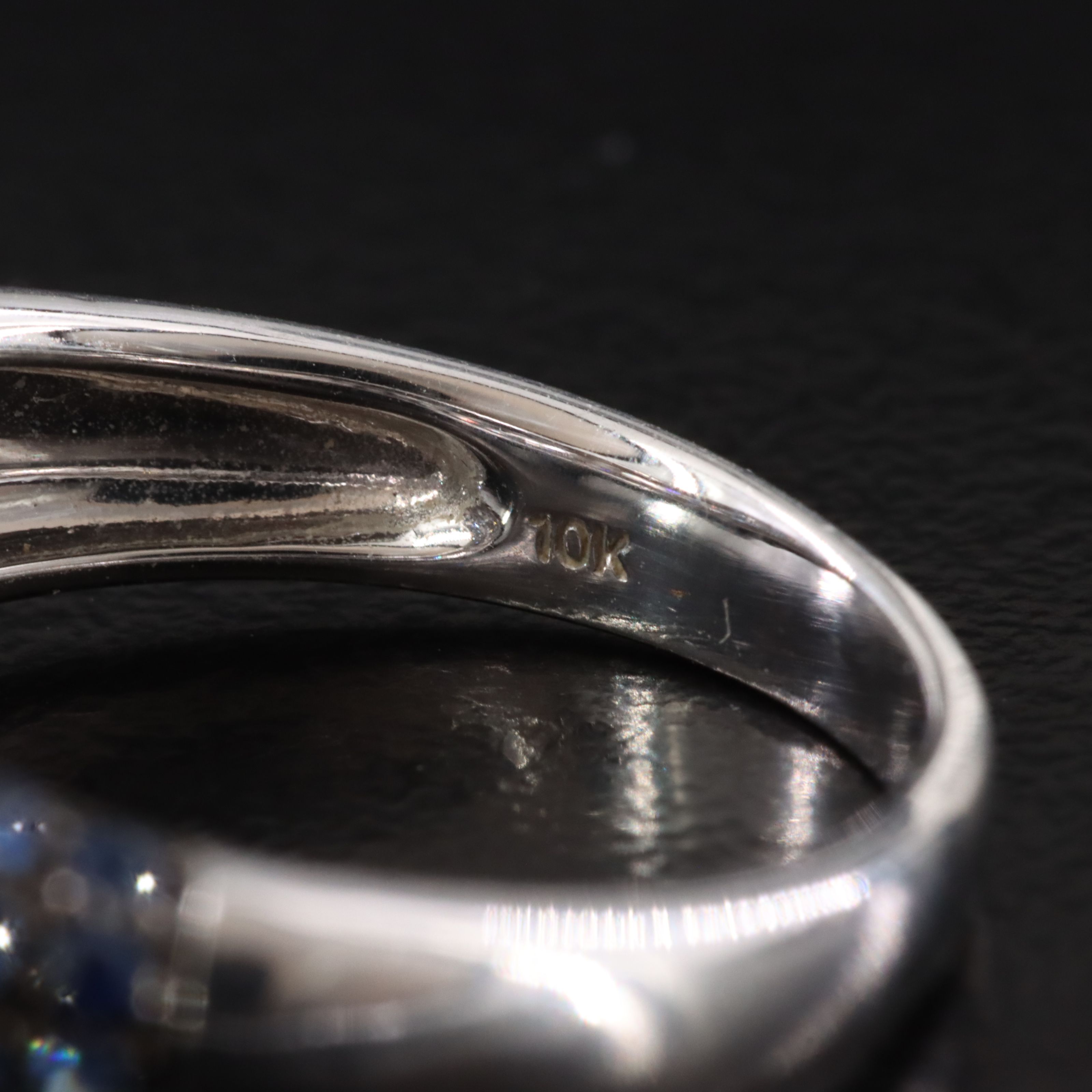 10K Pavé Sapphire and Diamond Ring