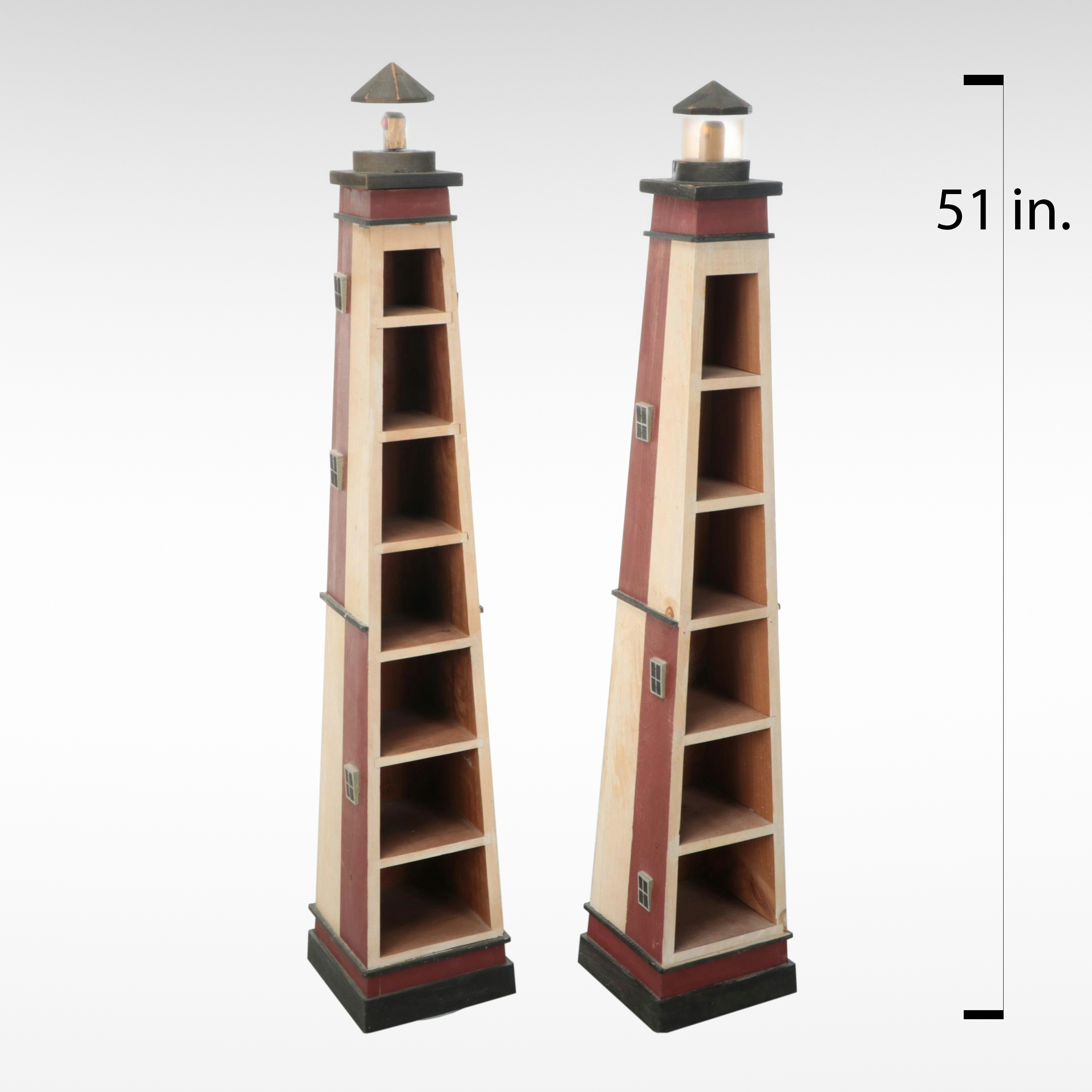 Folk Art Style Wooden Lighthouse Shelves