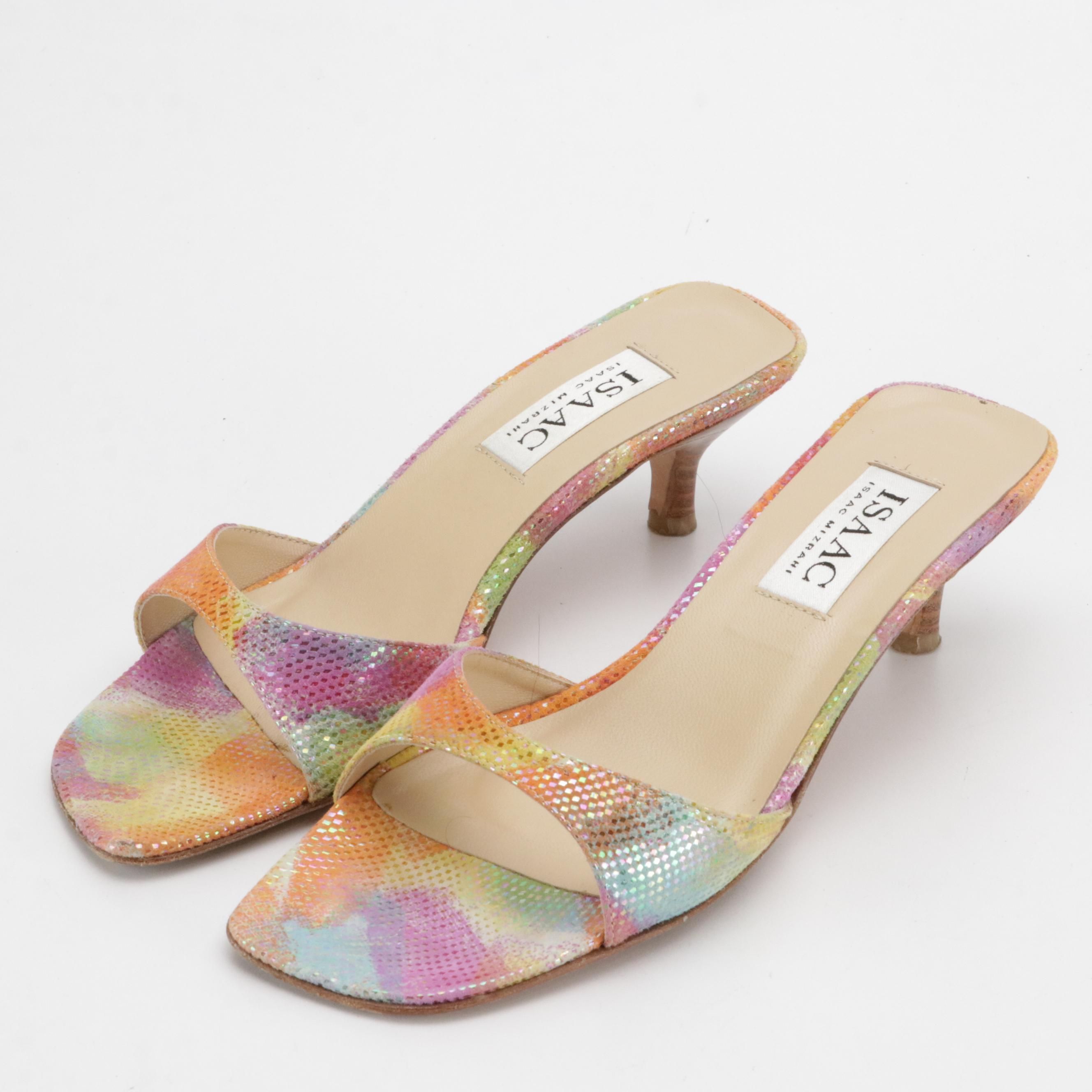 Isaac Mizrahi Shimmery Tie-Dye Suede Sandals in Box