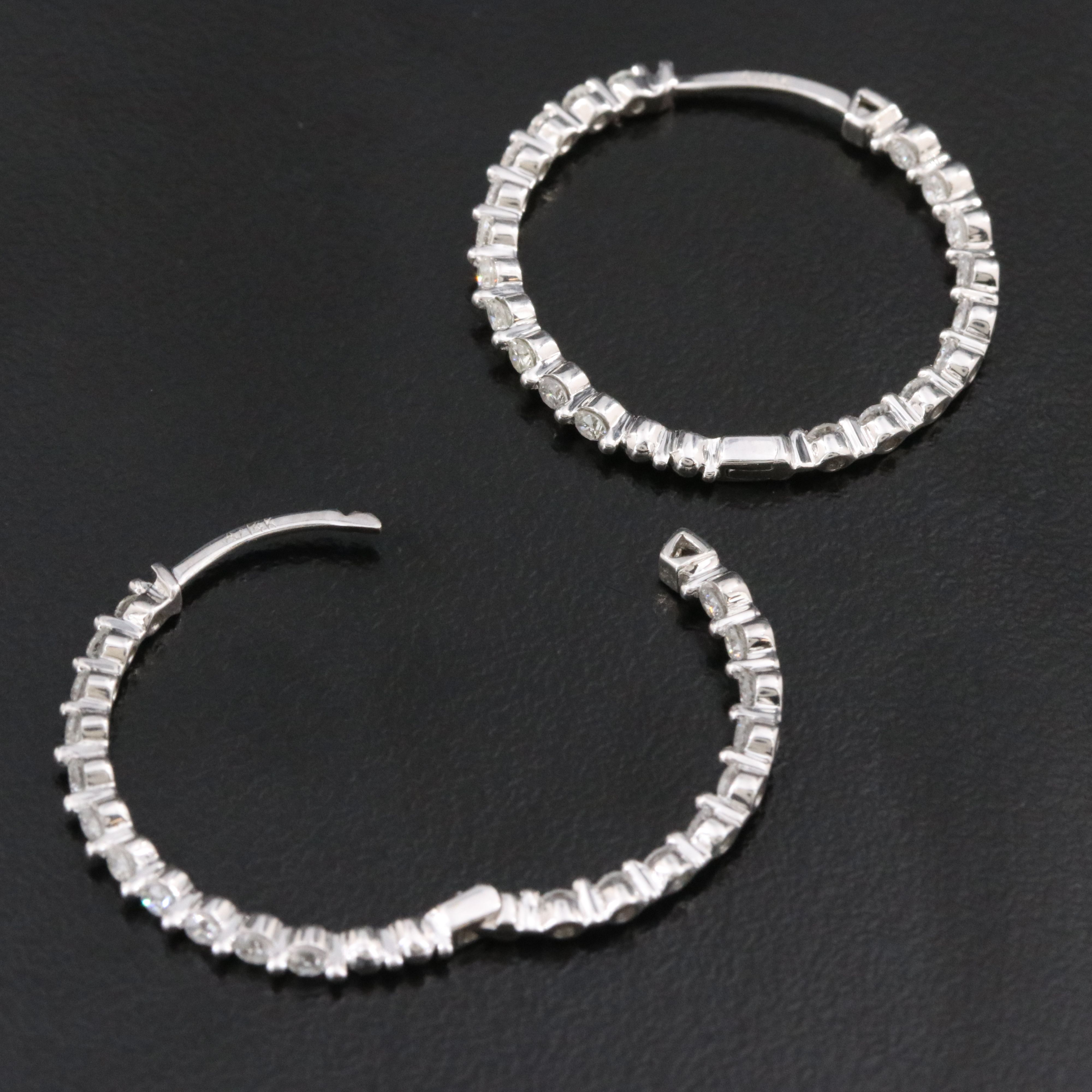 14K 1.00 CTW Diamond Inside-Out Hoop Earrings