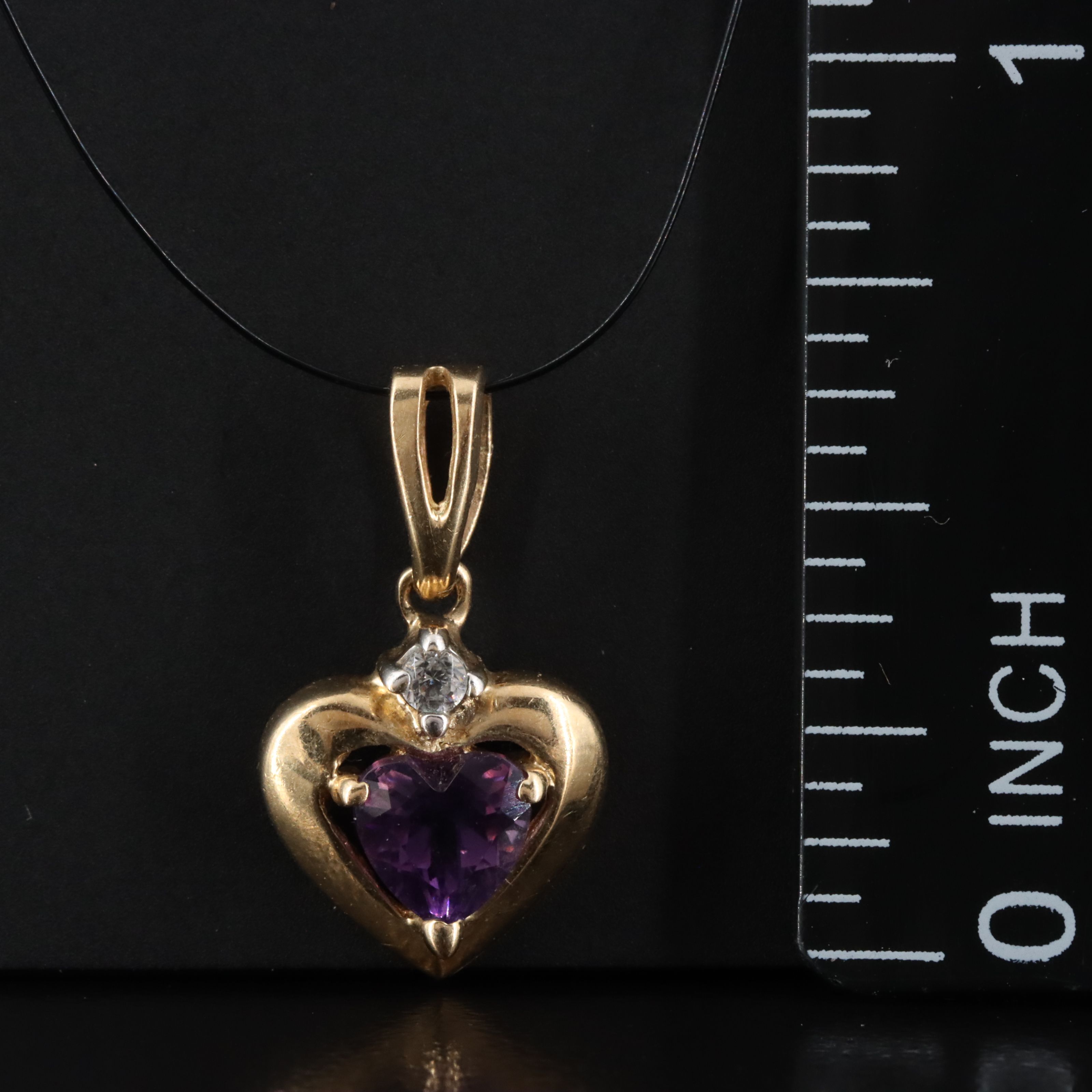 10K Amethyst and CZ Heart Pendant
