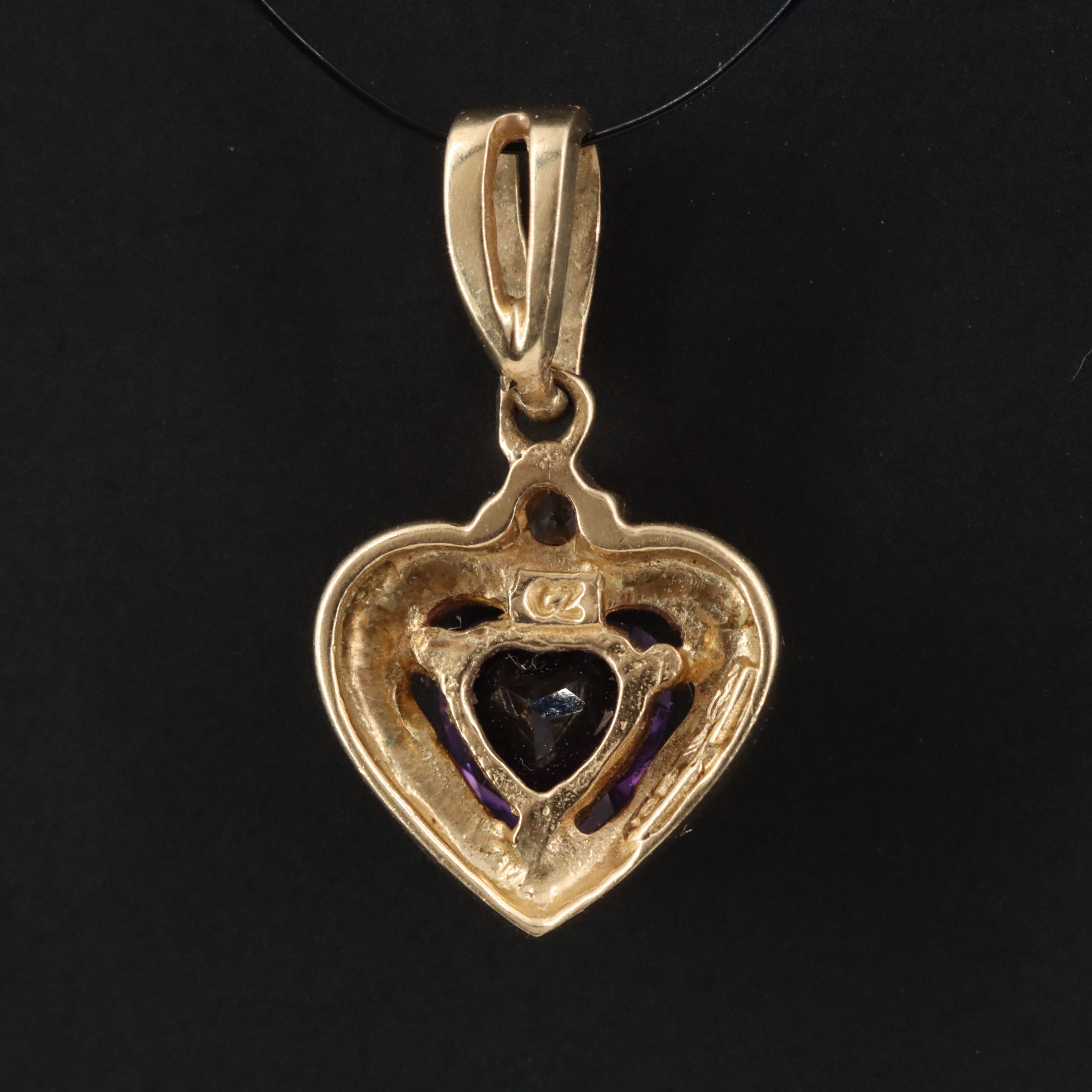 10K Amethyst and CZ Heart Pendant