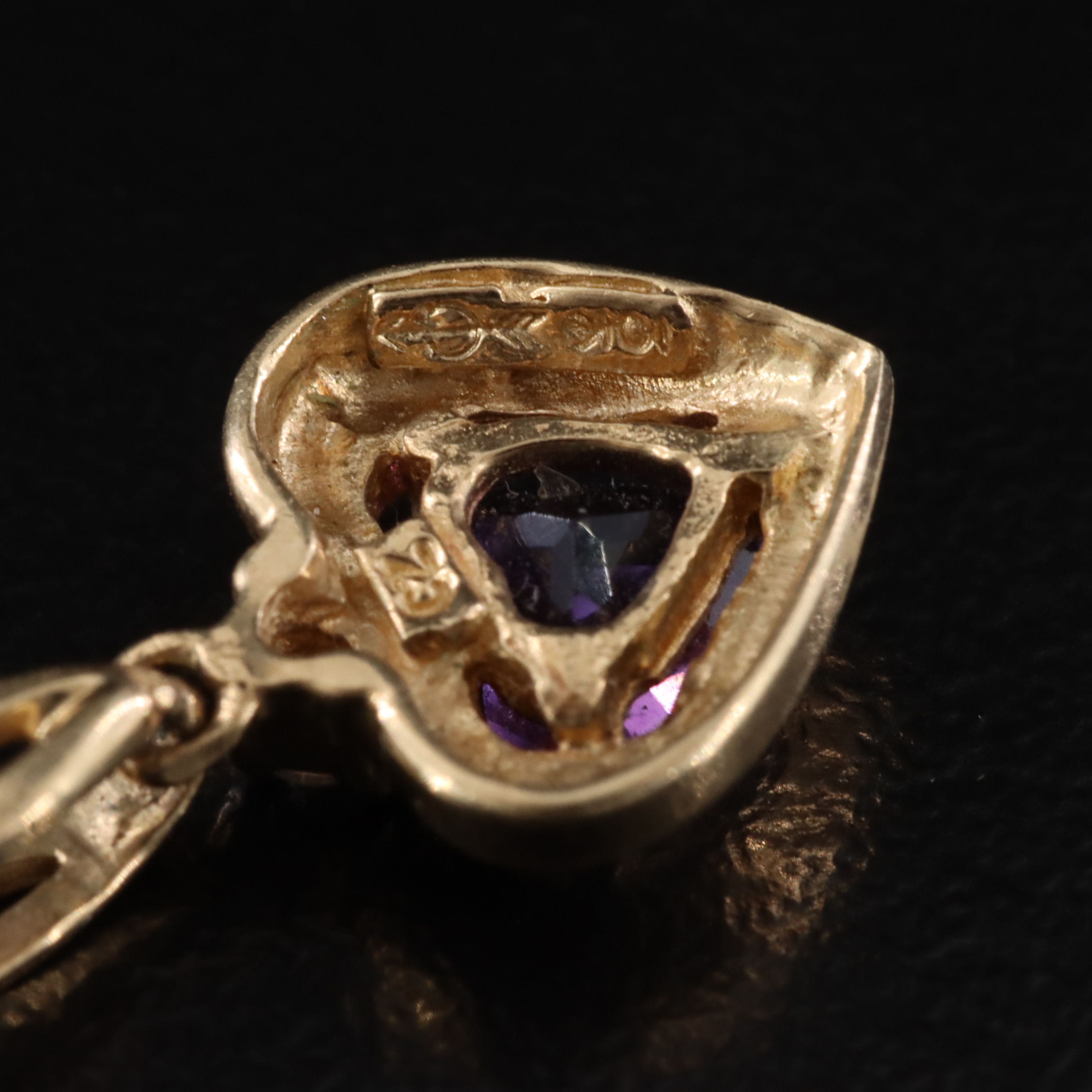 10K Amethyst and CZ Heart Pendant