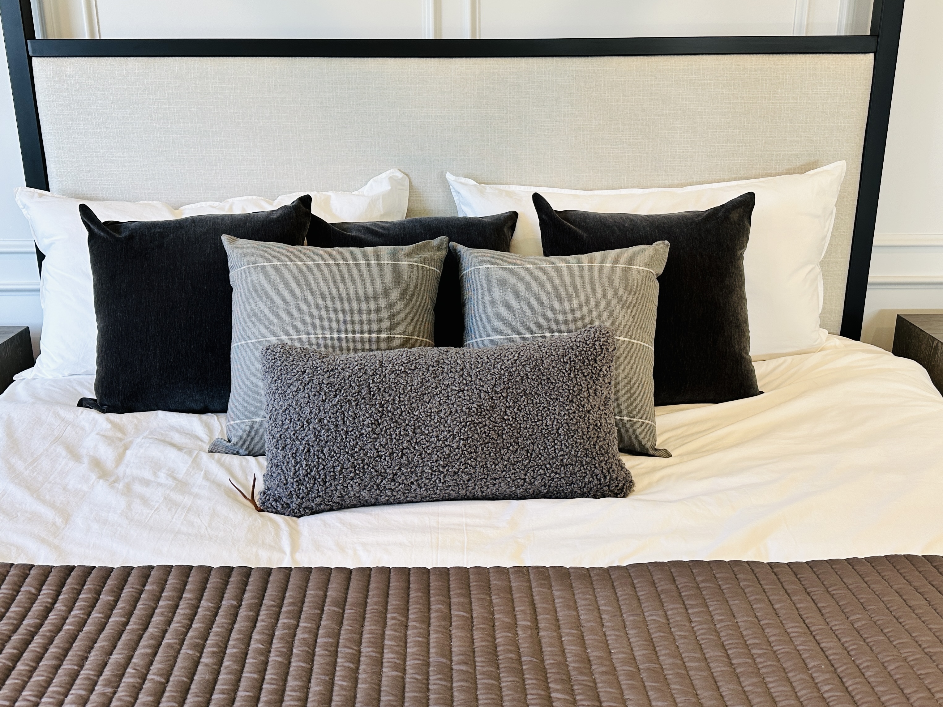 Pottery Barn "Atwell" Upholstered Metal King Size Canopy Bed