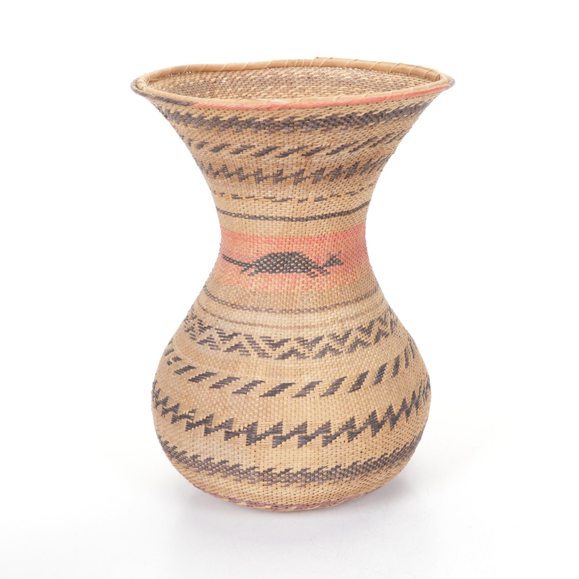 Yekuana Basket with Ethiopian Tray and Coiled Bowl, and Ladle