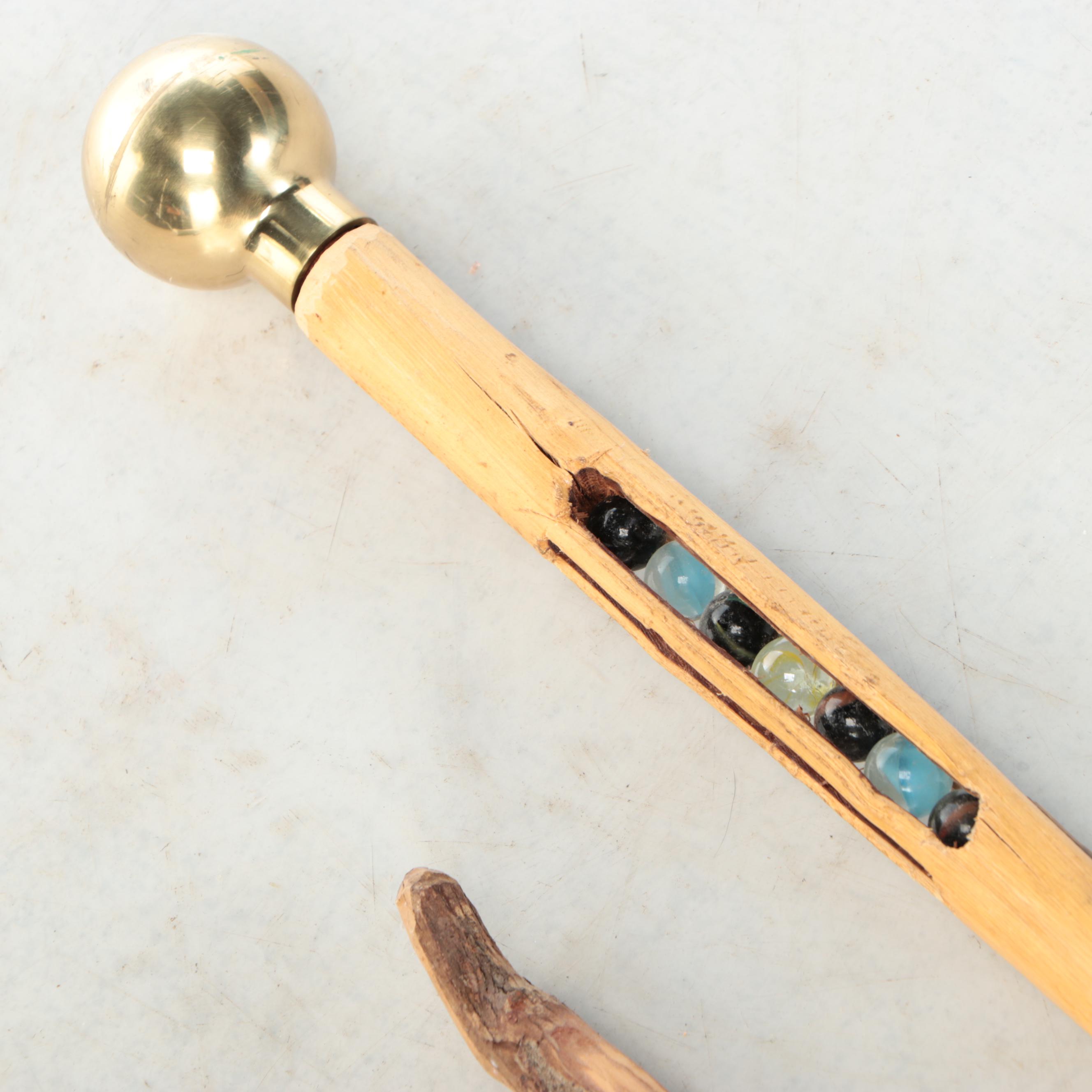 Carved Wooden Walking Sticks with Metal Handles