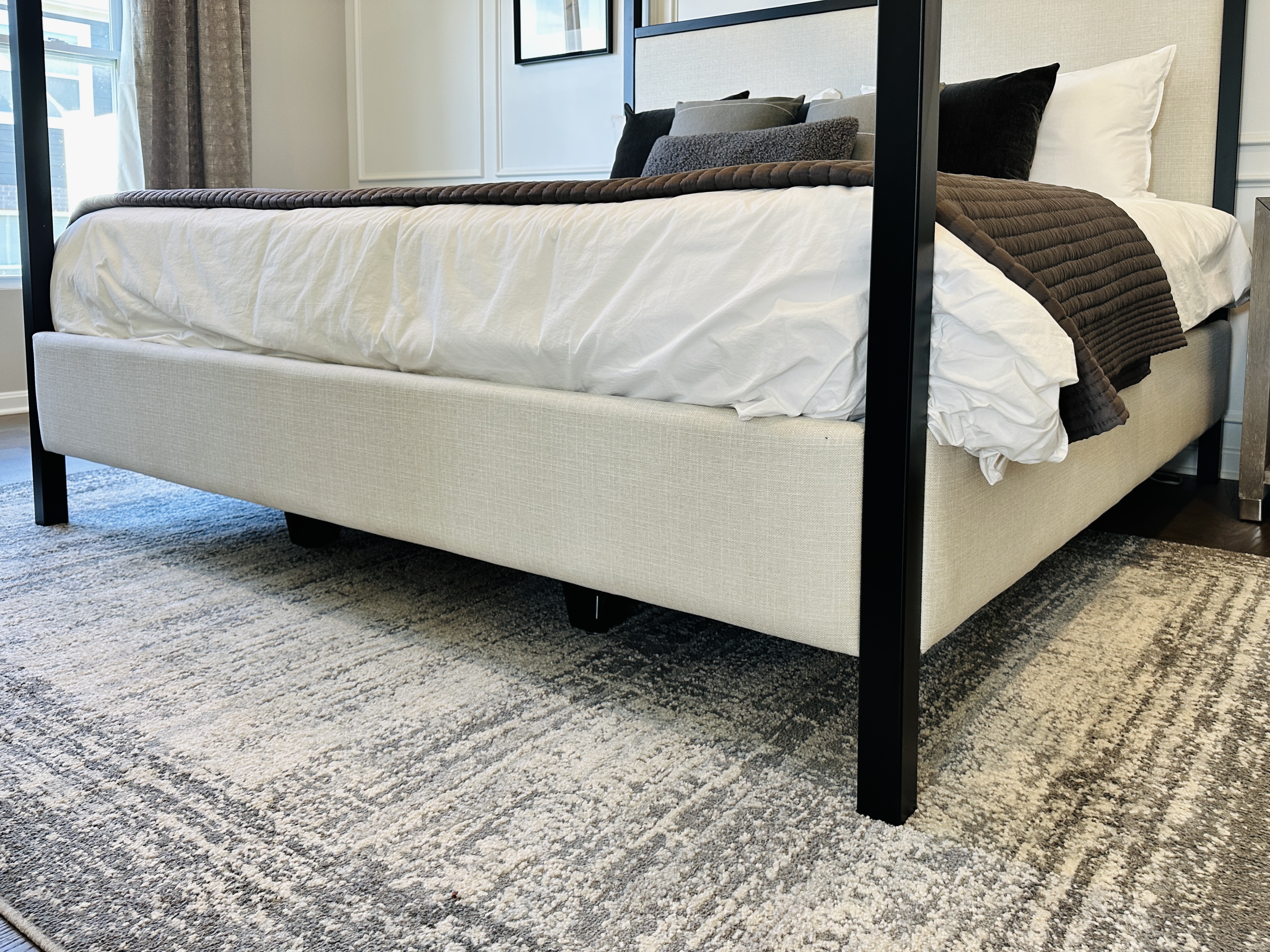 Pottery Barn "Atwell" Upholstered Metal King Size Canopy Bed