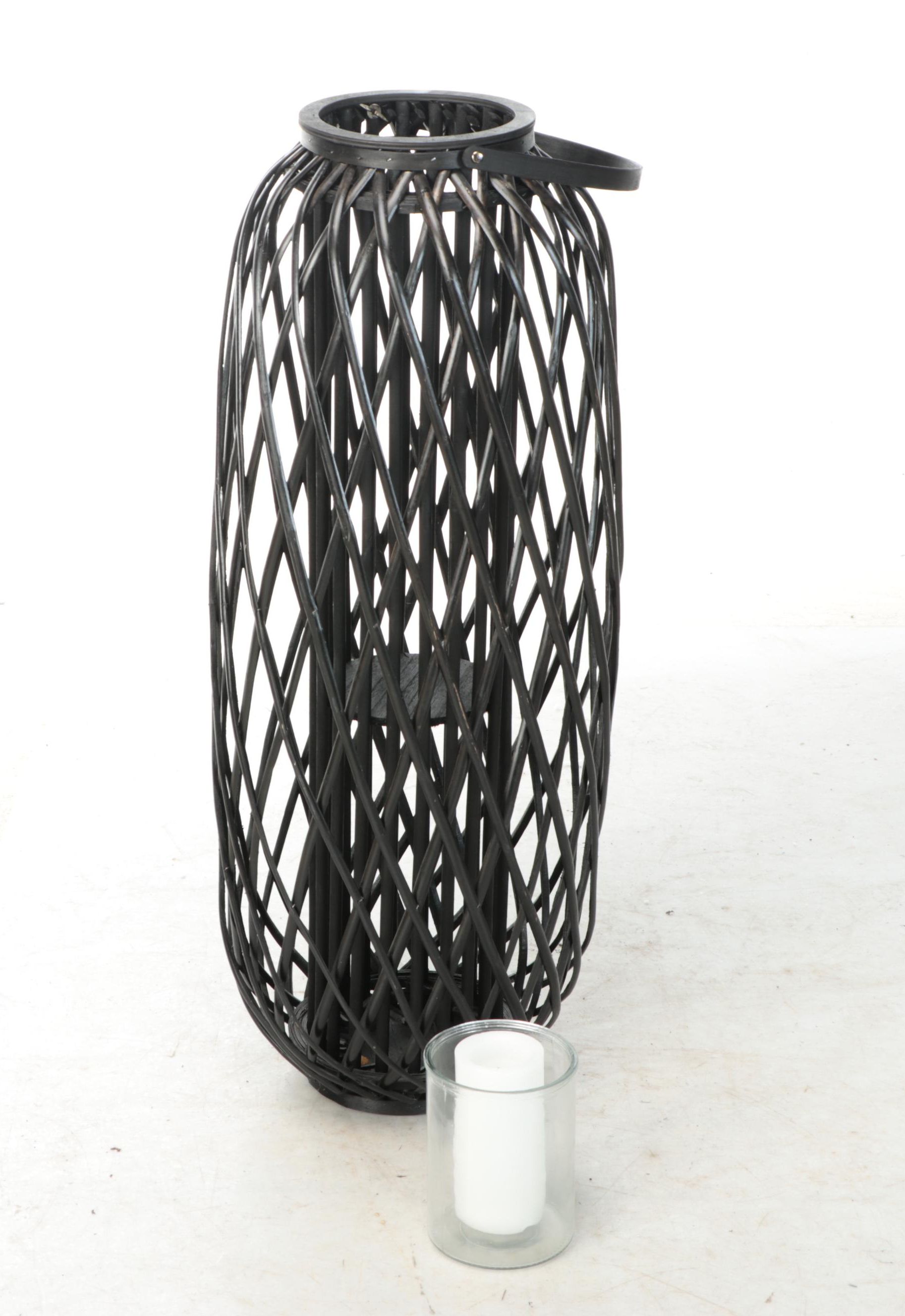 Contemporary Metal Basket Shaped Floor Lantern