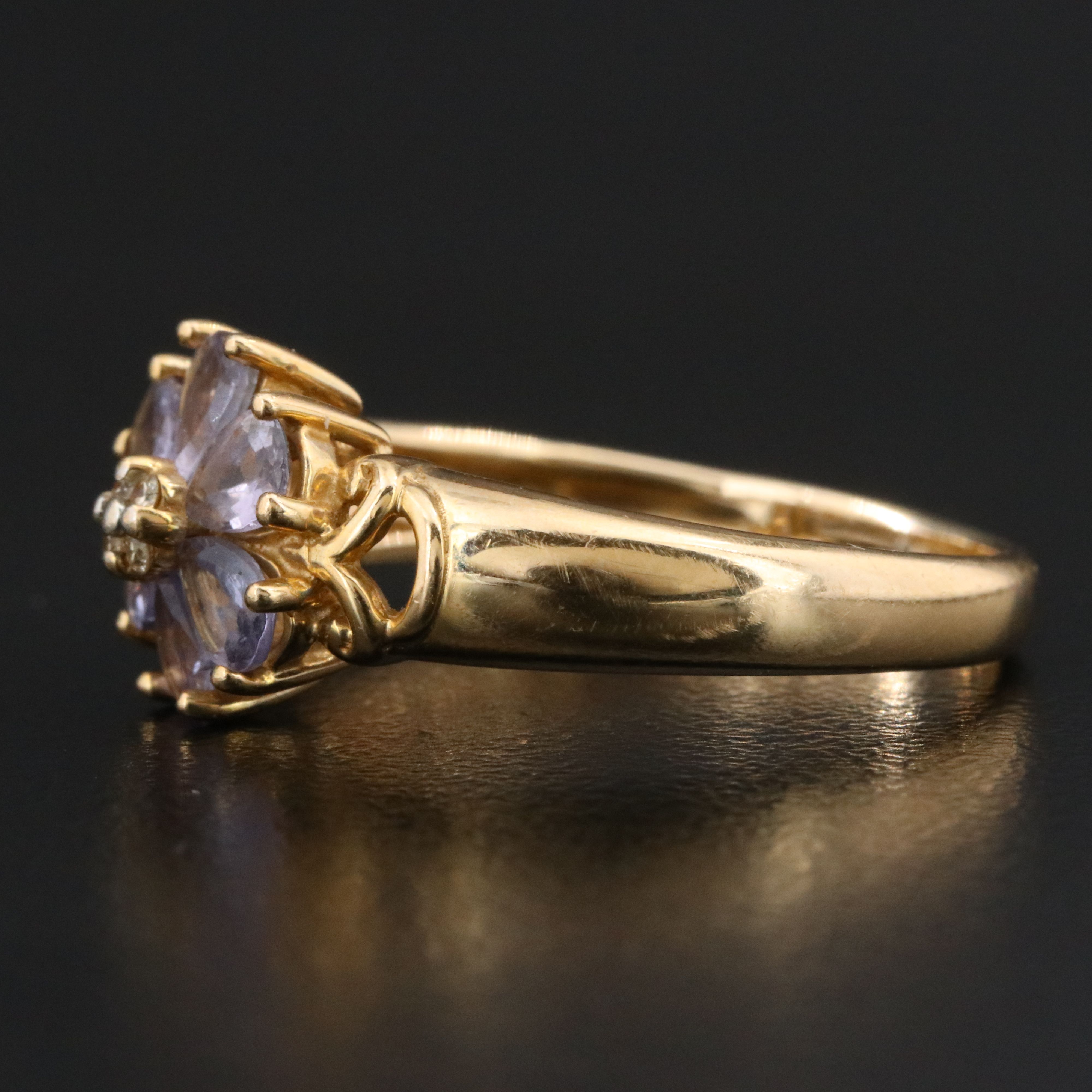 14K Tanzanite and Diamond Flower Ring