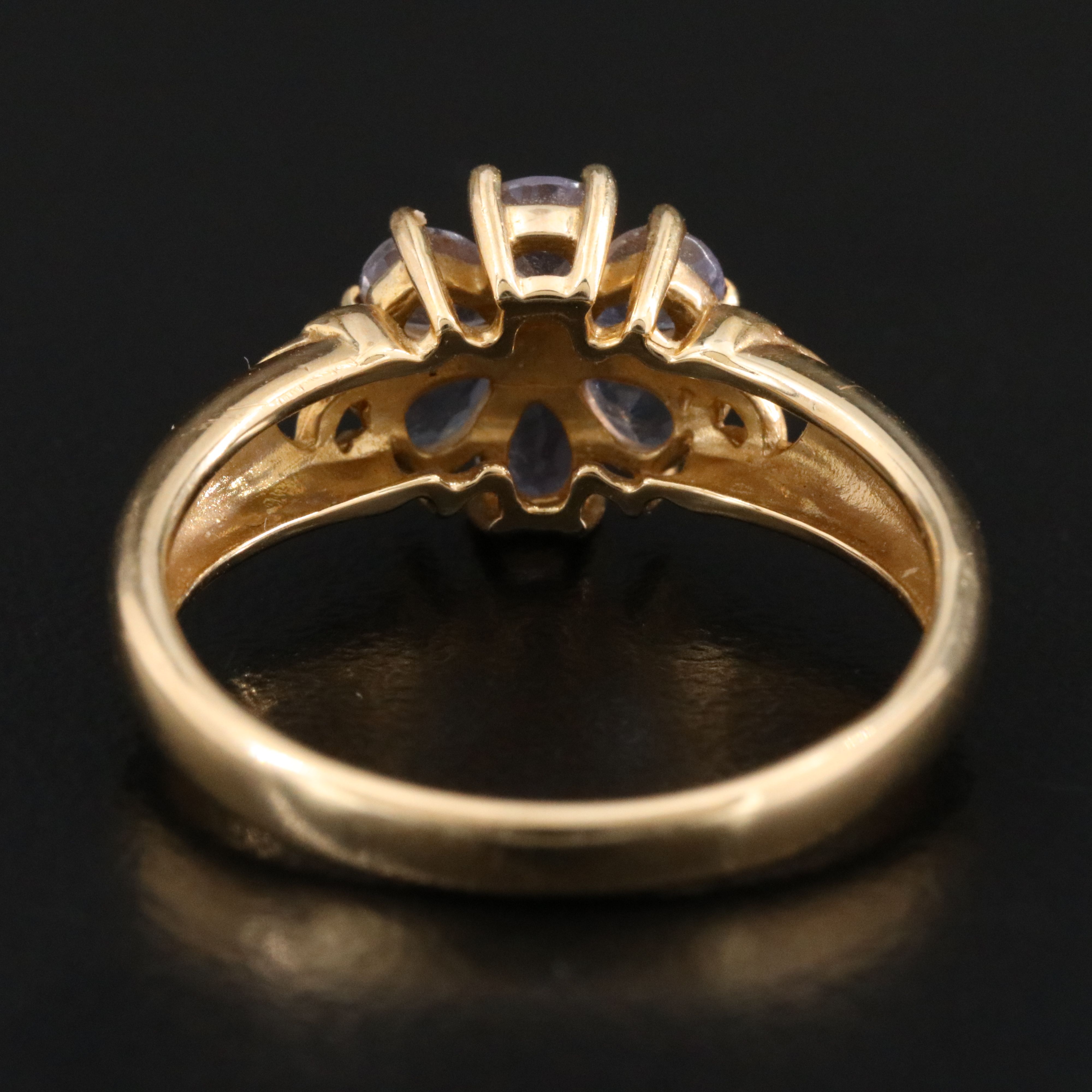 14K Tanzanite and Diamond Flower Ring