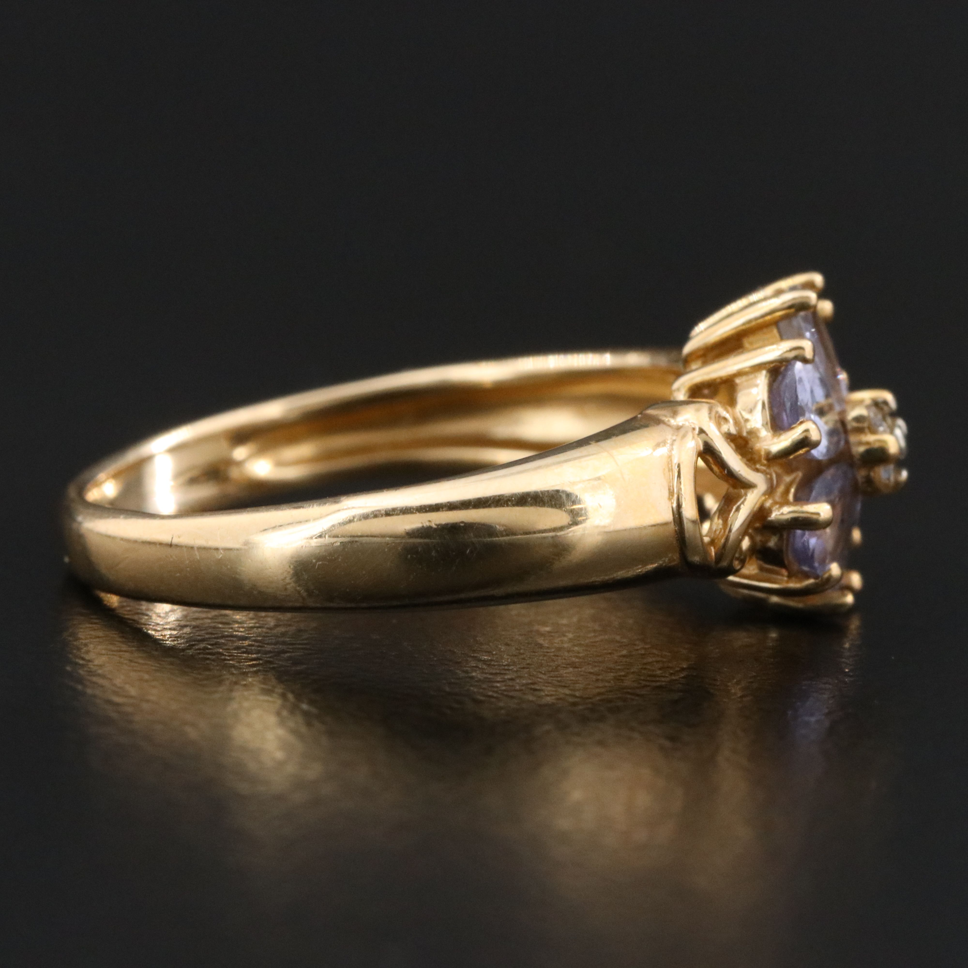 14K Tanzanite and Diamond Flower Ring