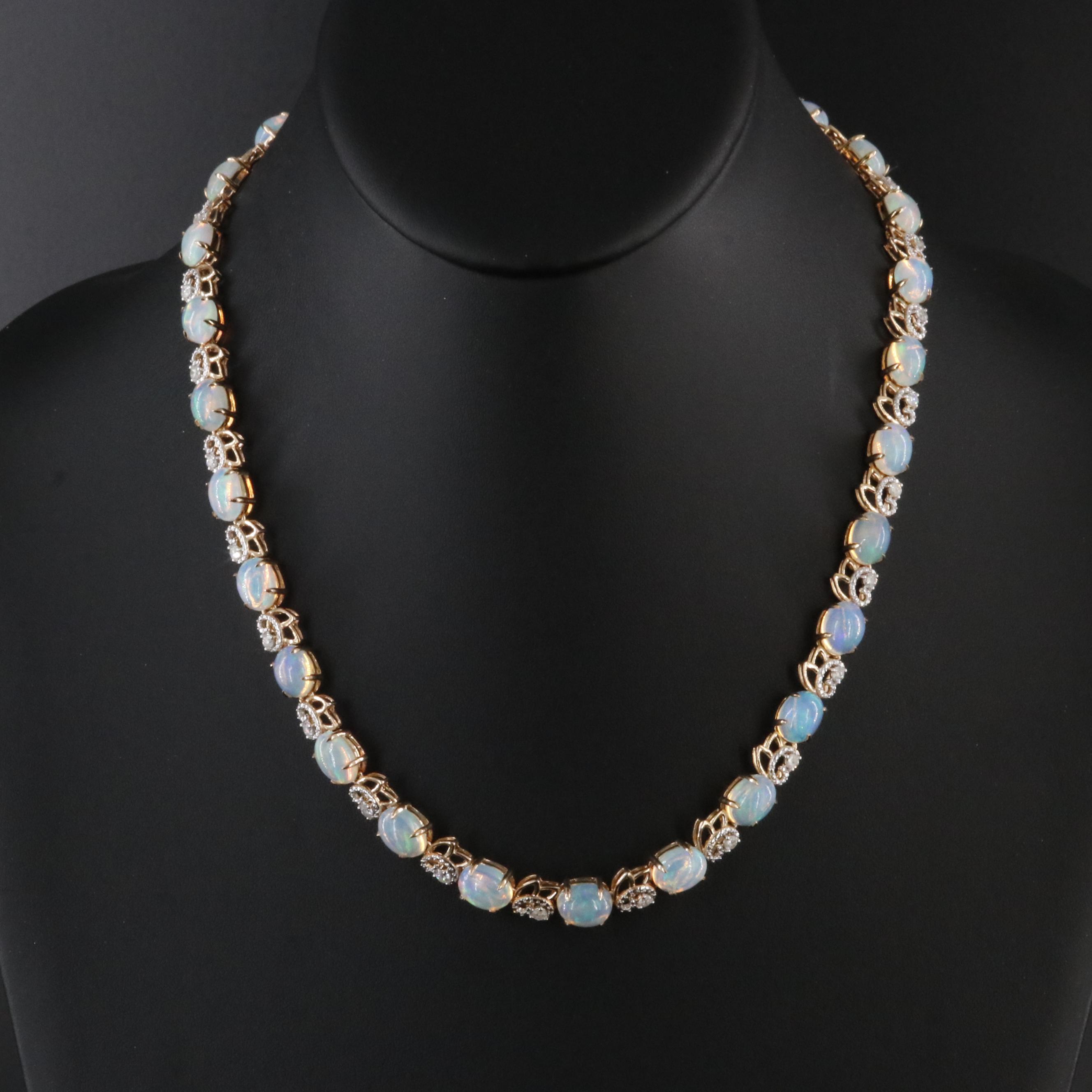 Oscar Friedman Sterling Opal and 1.06 CTW Diamond Necklace