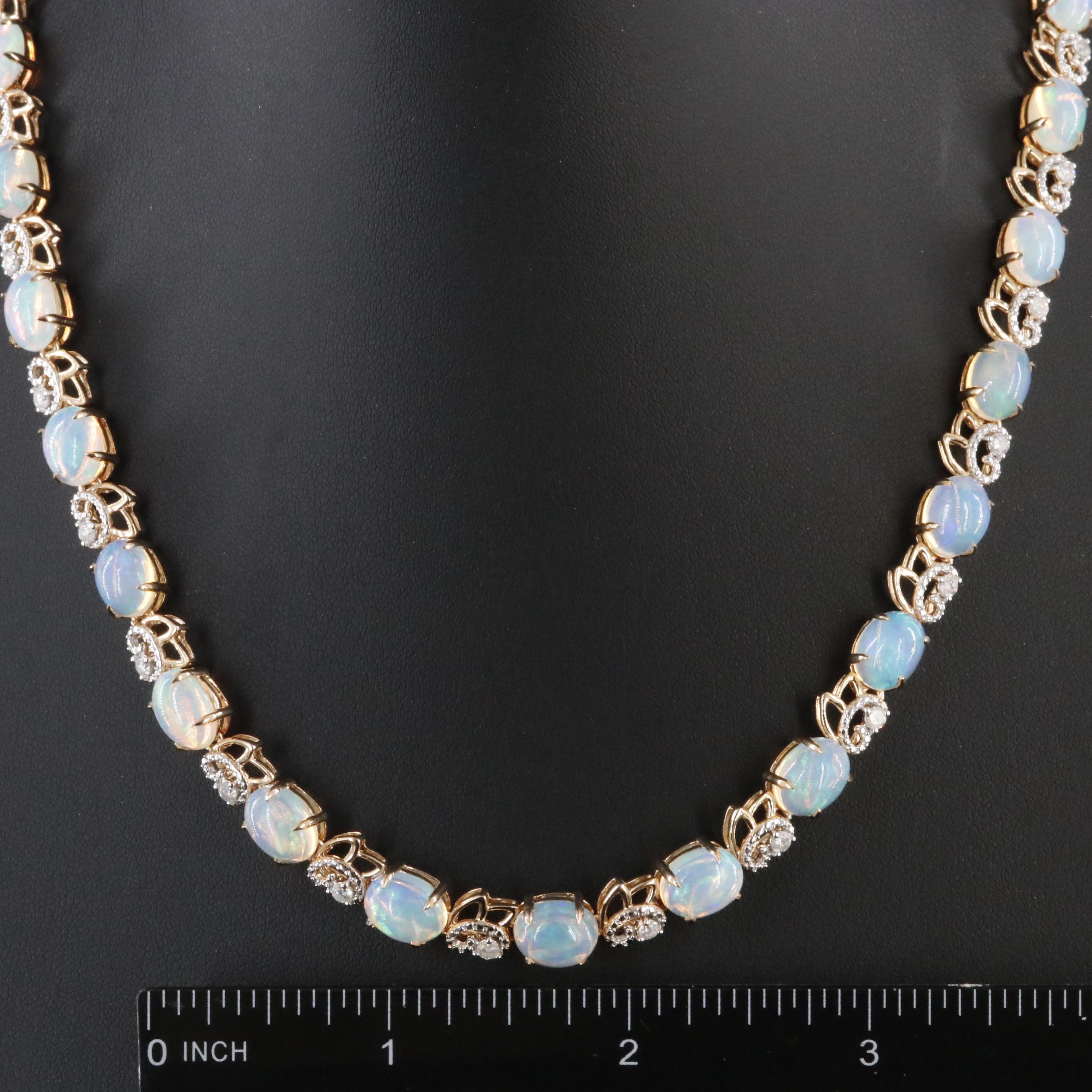 Oscar Friedman Sterling Opal and 1.06 CTW Diamond Necklace