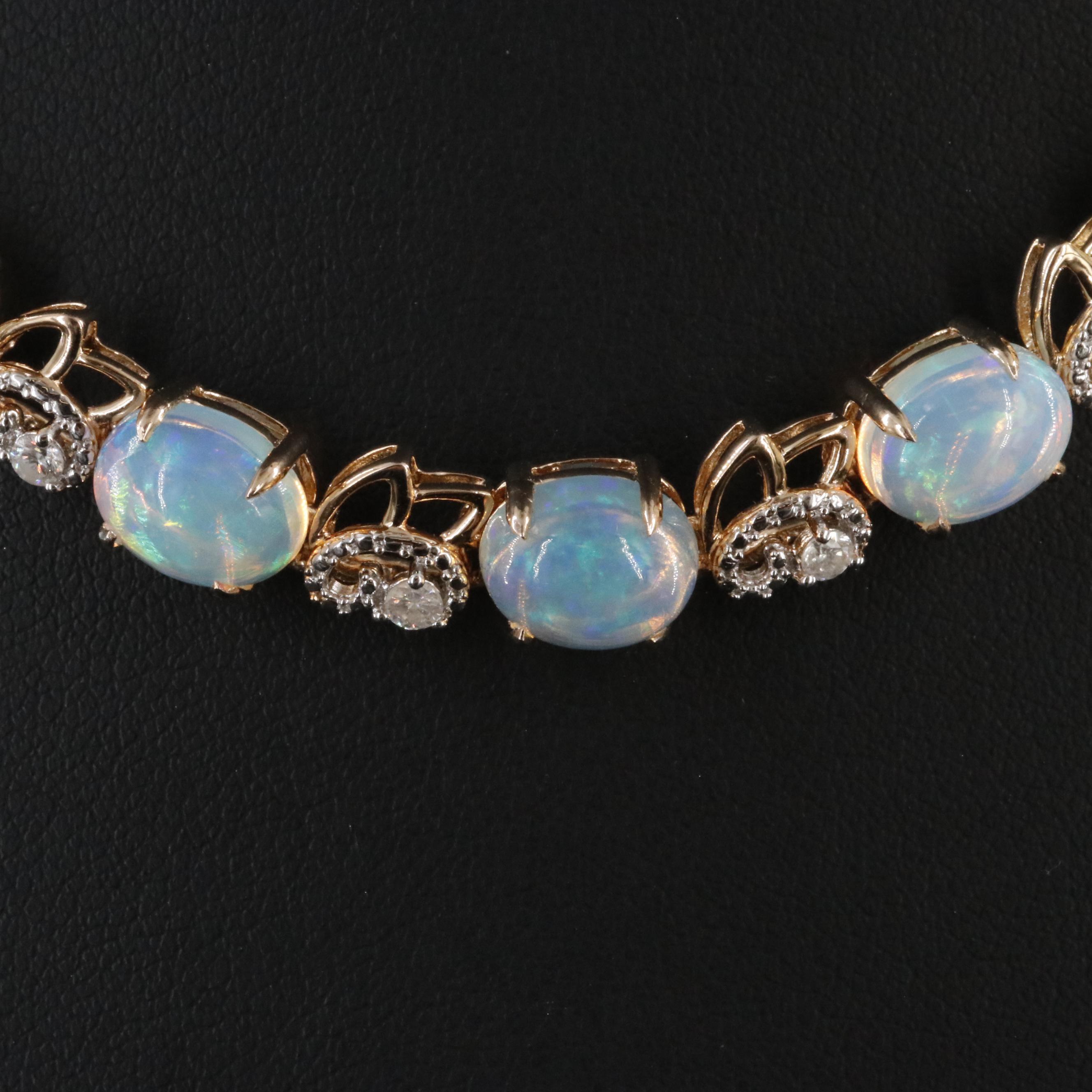 Oscar Friedman Sterling Opal and 1.06 CTW Diamond Necklace