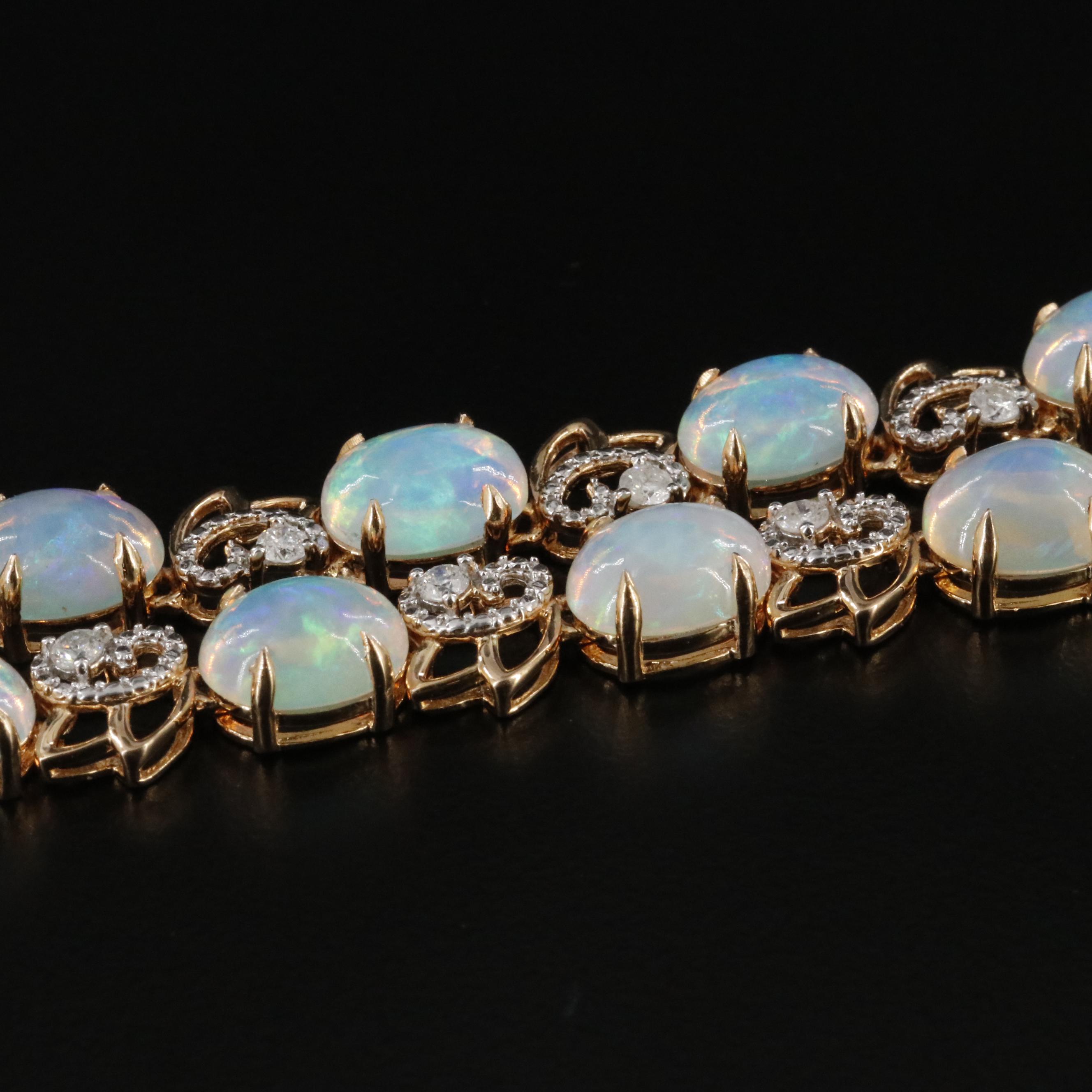 Oscar Friedman Sterling Opal and 1.06 CTW Diamond Necklace