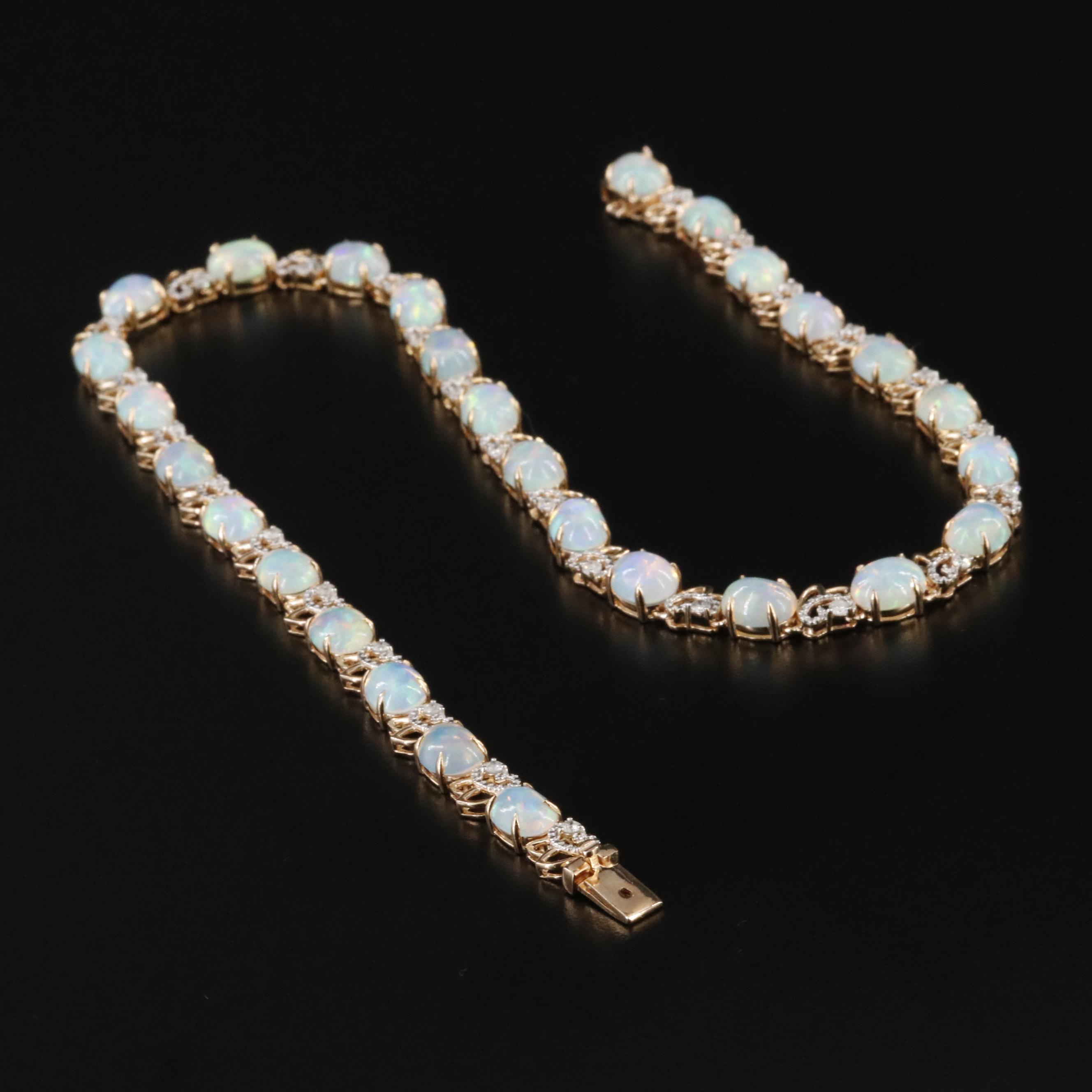 Oscar Friedman Sterling Opal and 1.06 CTW Diamond Necklace
