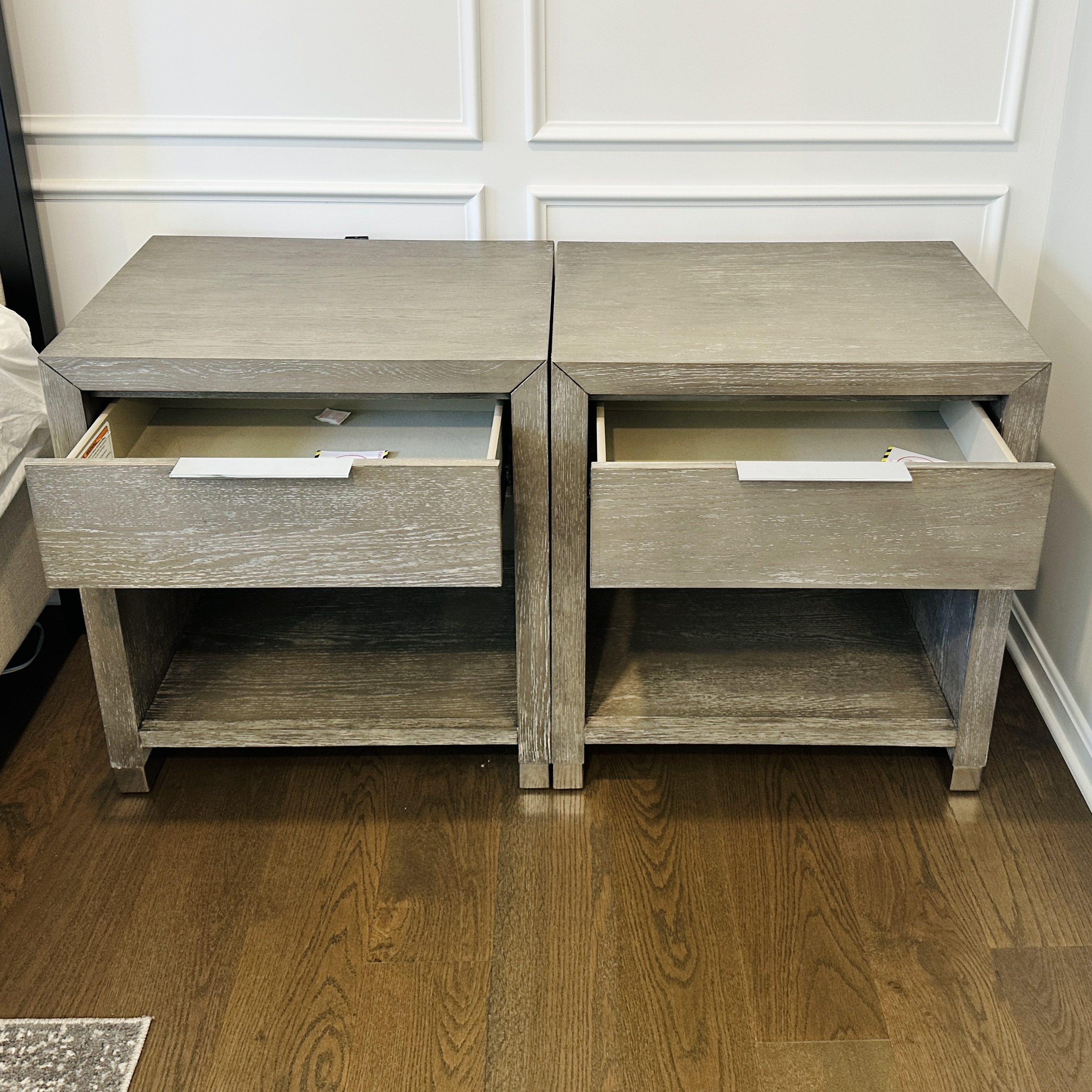 Pair of Riverside Furniture "Zoey" Single Drawer Nightstands in Urban Grey