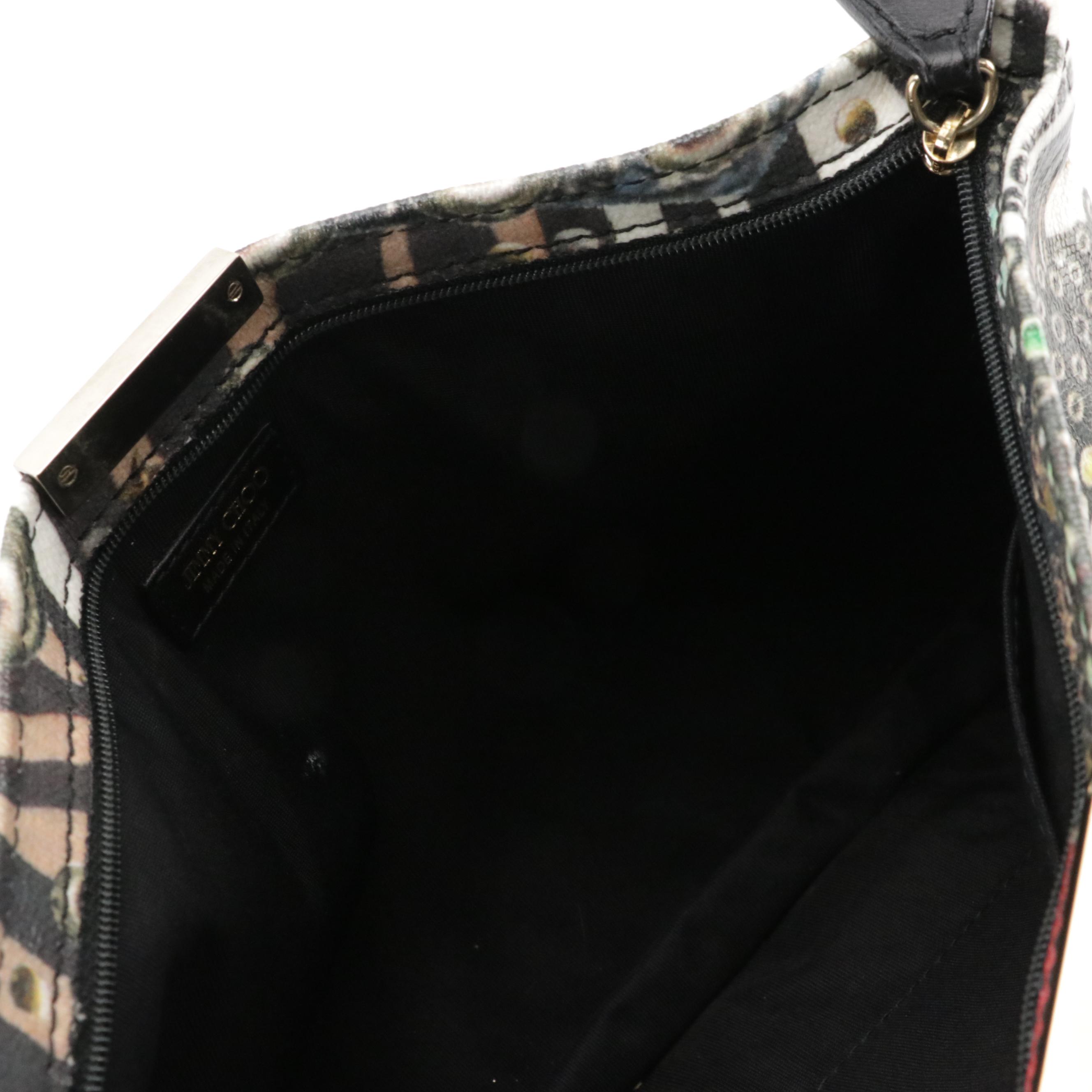 Jimmy Choo Project PEP Clutch in Printed Glazed Canvas with Leather Trim