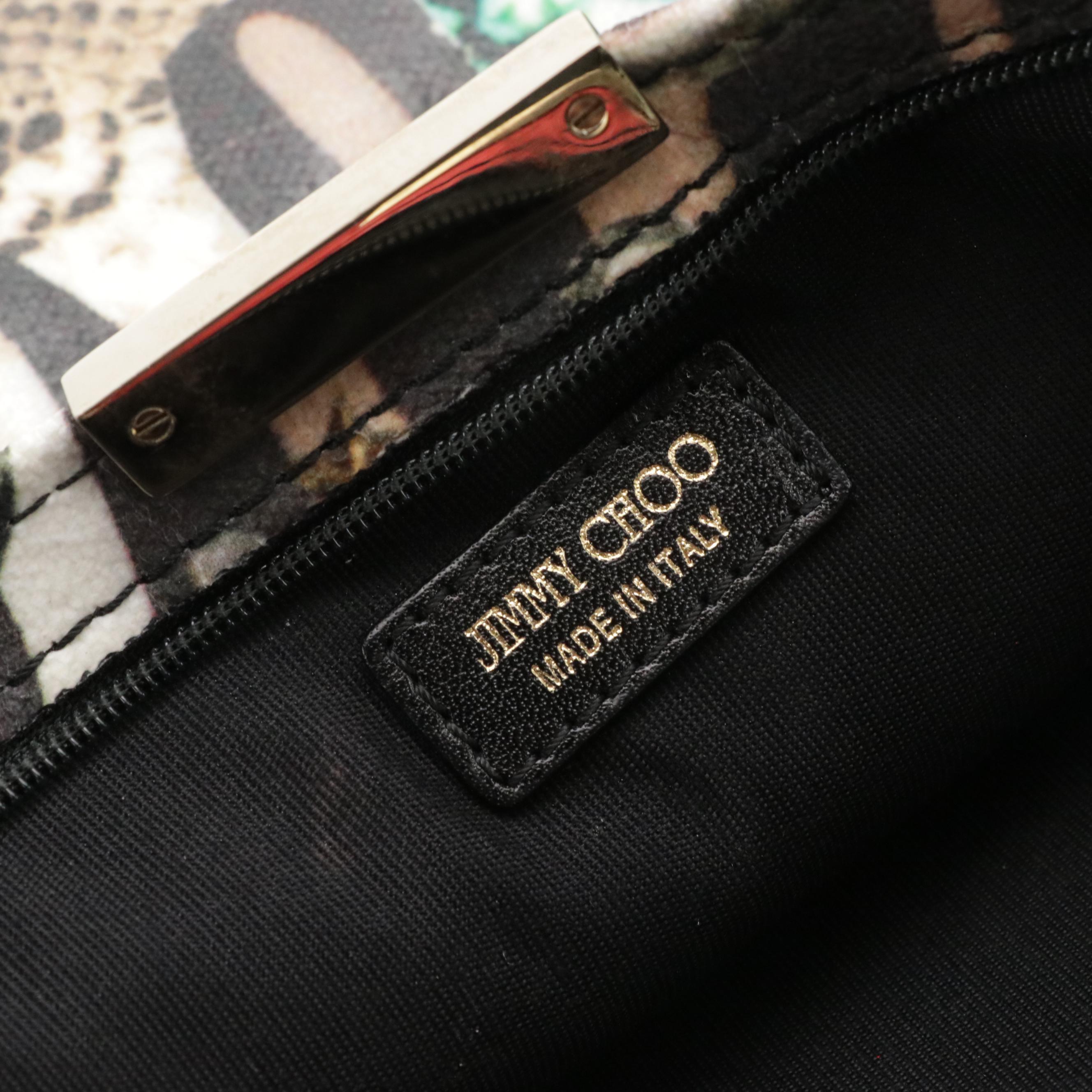 Jimmy Choo Project PEP Clutch in Printed Glazed Canvas with Leather Trim