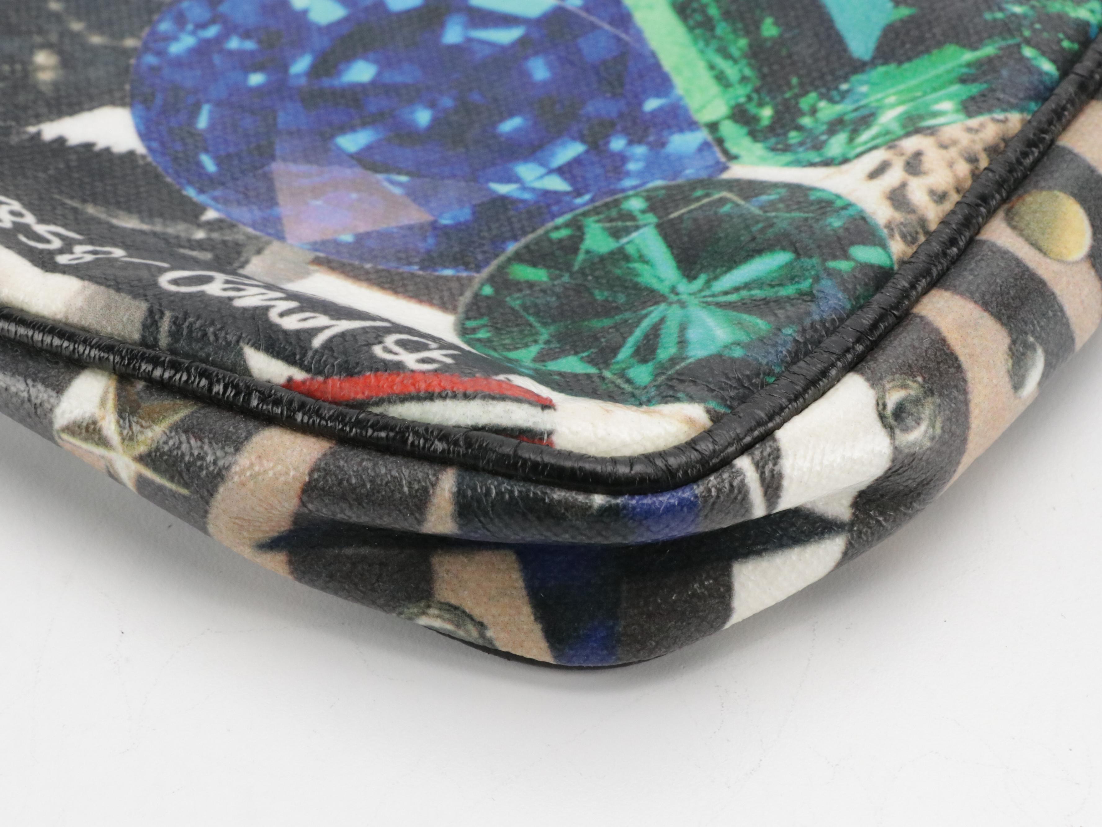 Jimmy Choo Project PEP Clutch in Printed Glazed Canvas with Leather Trim