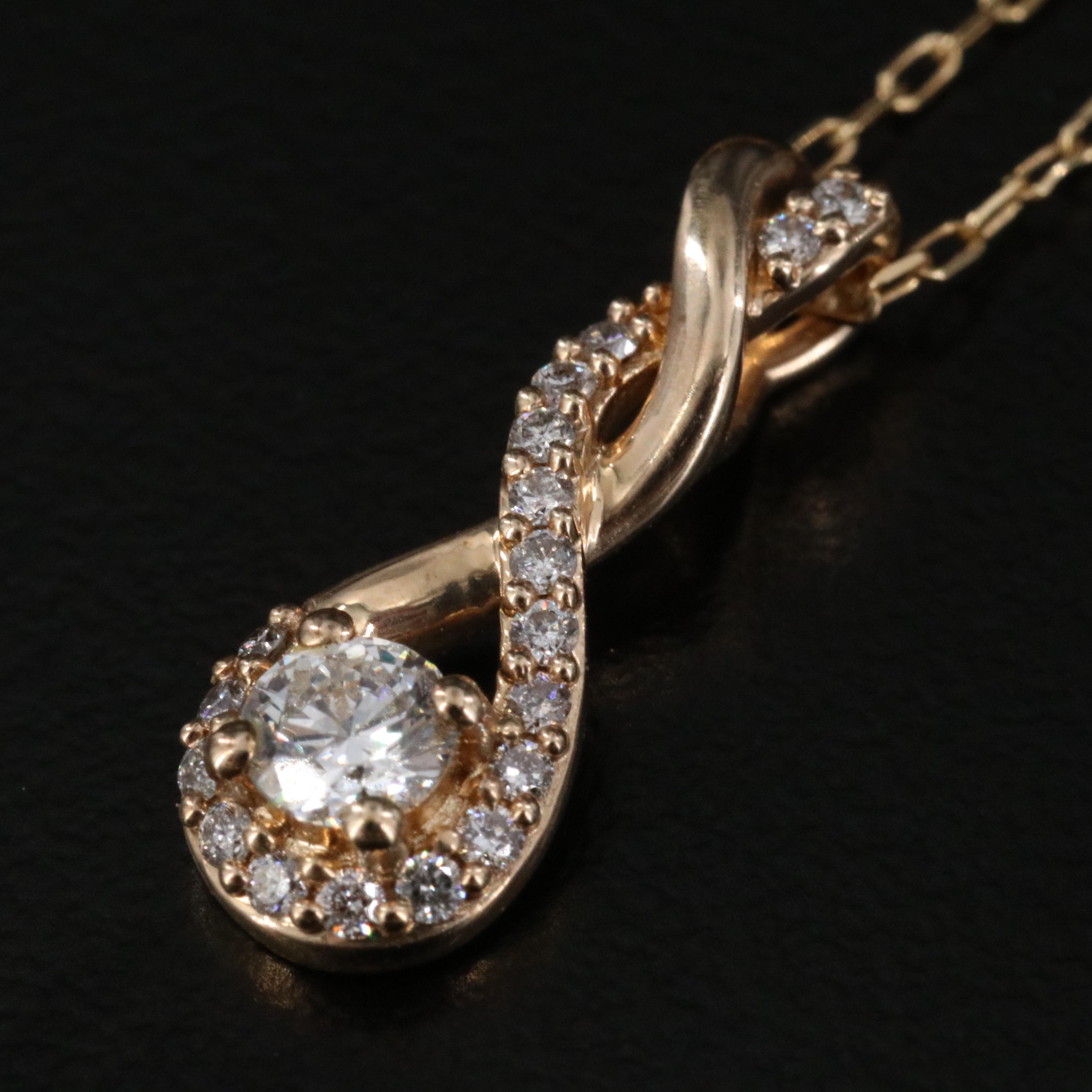 10K 0.50 CTW Diamond Pendant Necklace