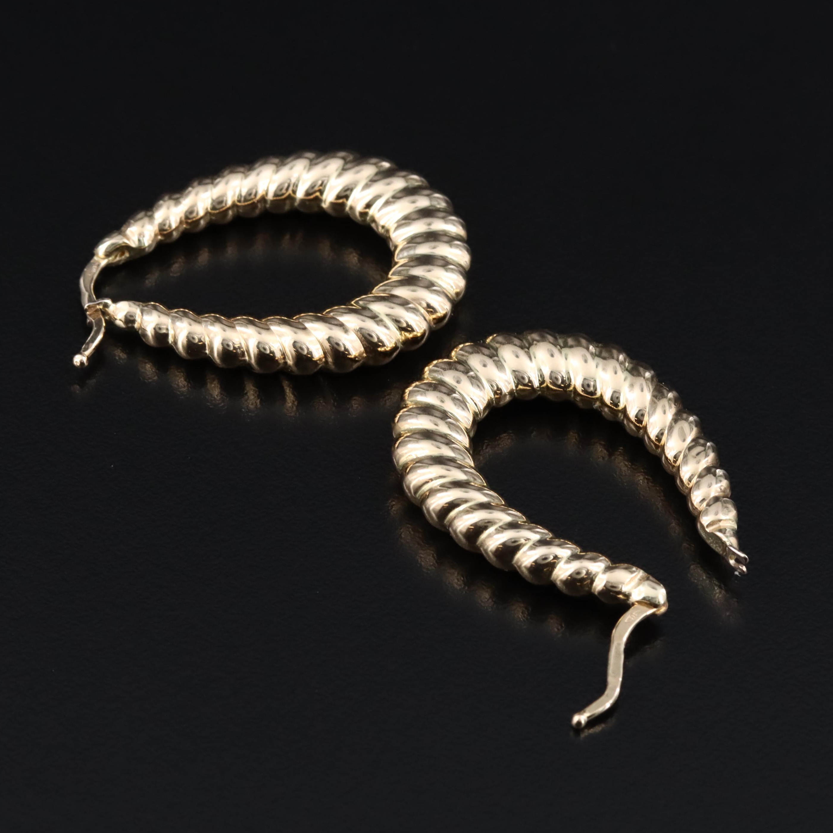 Italian 14K Shrimp Hoops