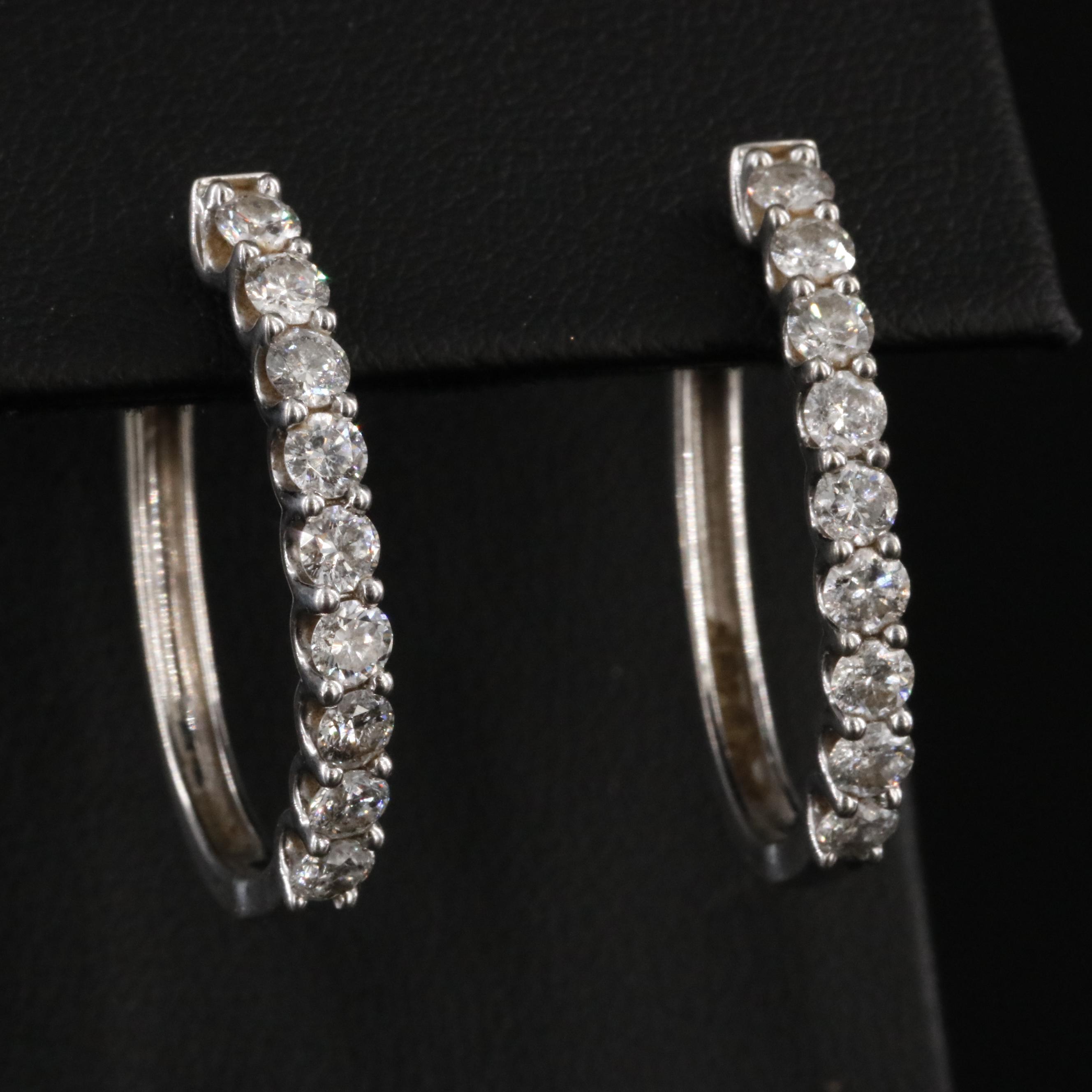 10K 1.90 CTW Diamond Hoop Earrings