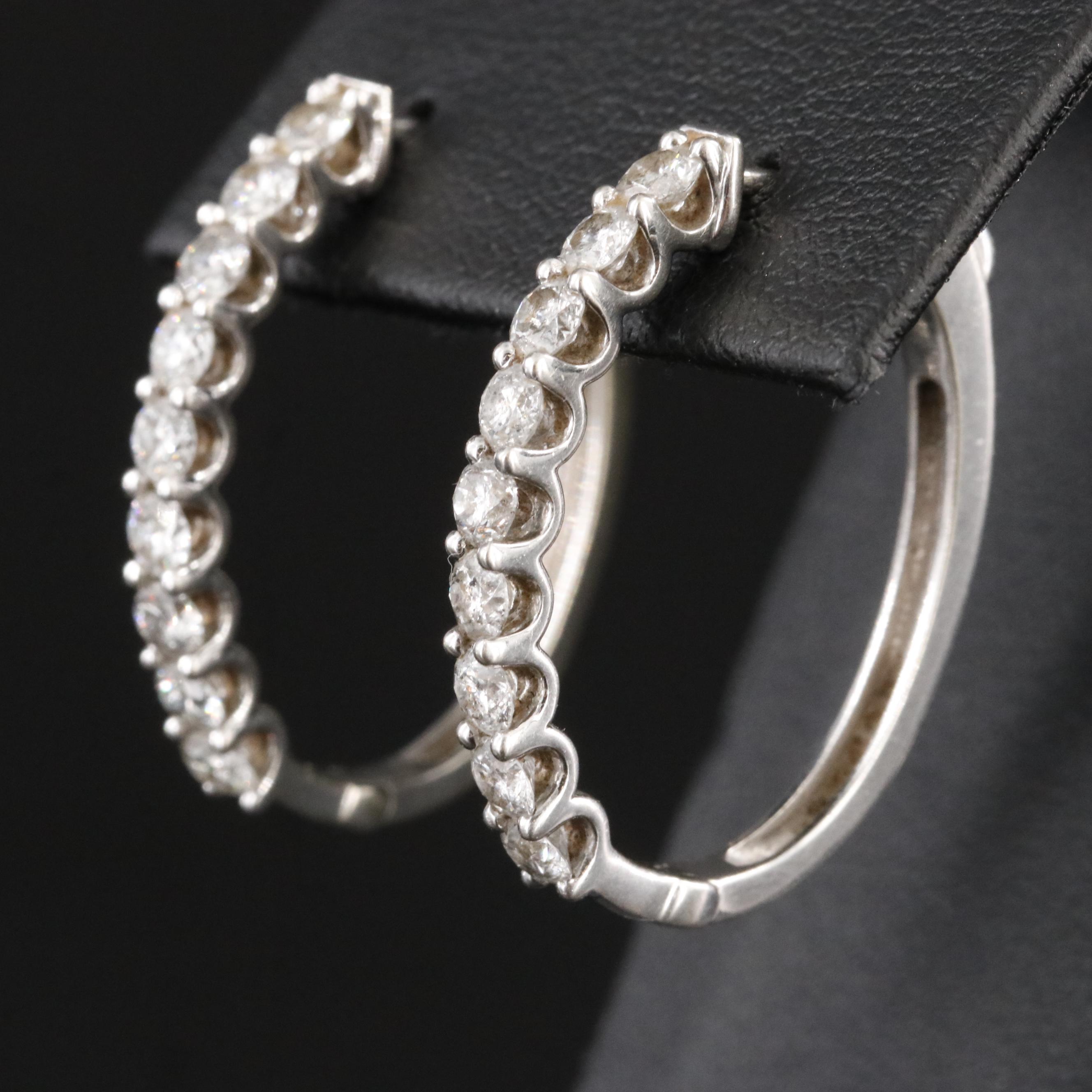 10K 1.90 CTW Diamond Hoop Earrings