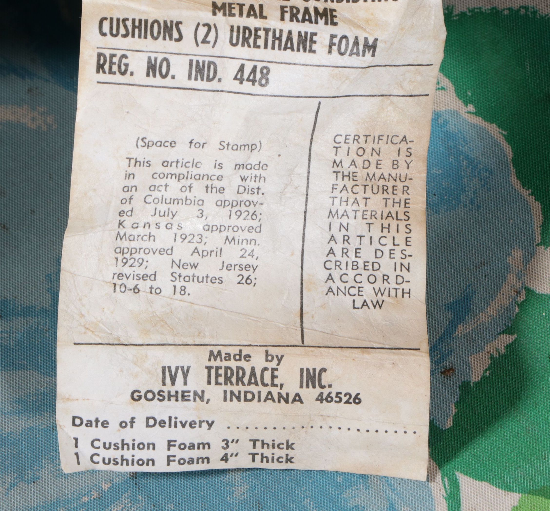 Ivy Terrace Inc. Wrought Iron Patio Furniture, Mid-20th Century