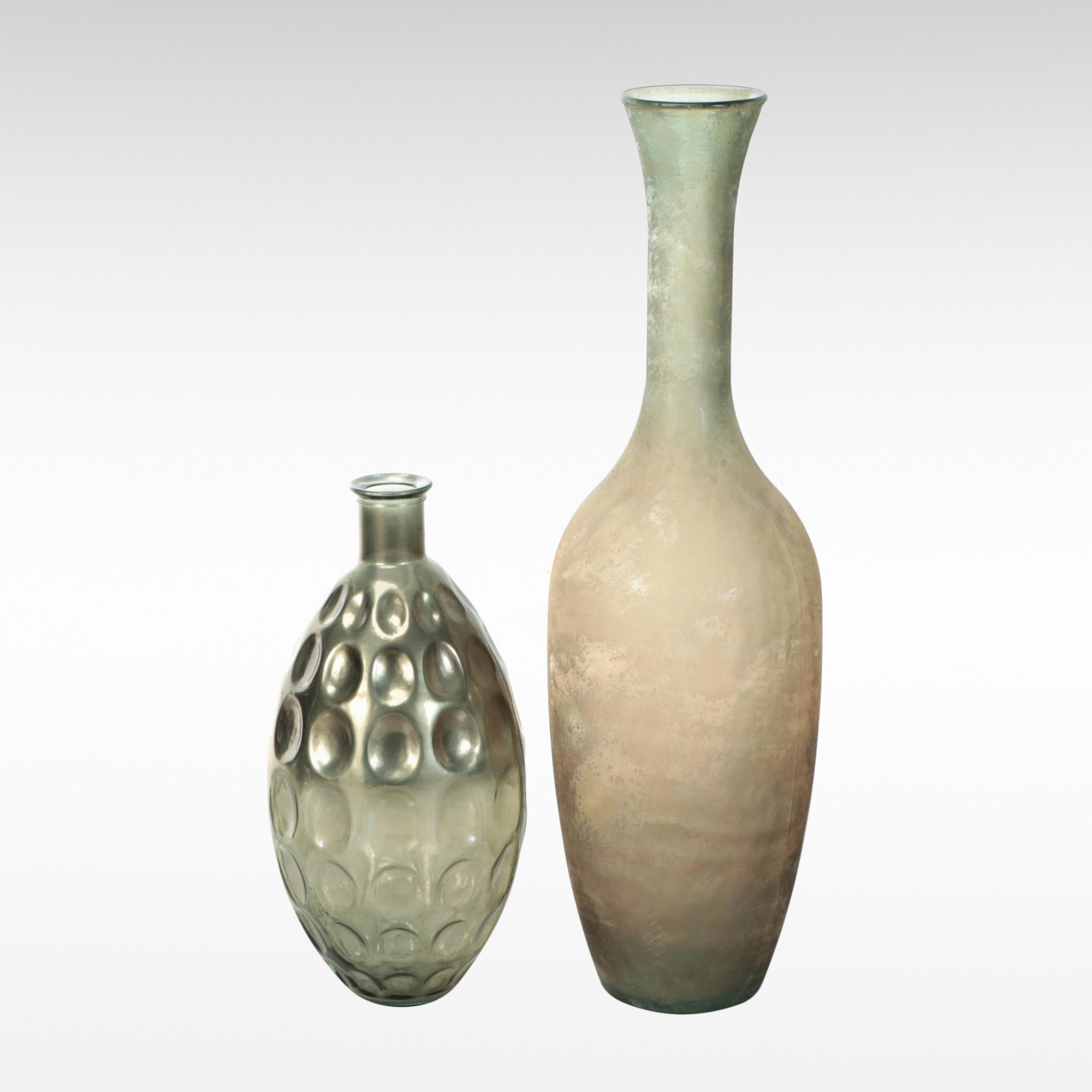 Contemporary Decorative Glass Bottle Shaped Floor Vases