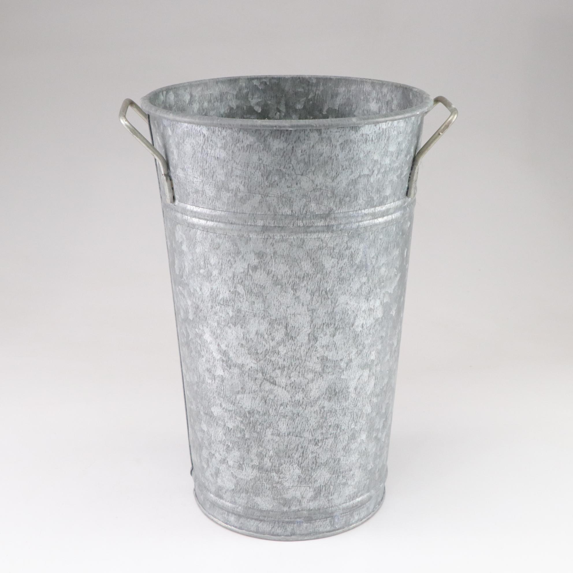 Bottle-Shaped Blown Glass Decanter with Aluminum Plant Bucket and Trivet