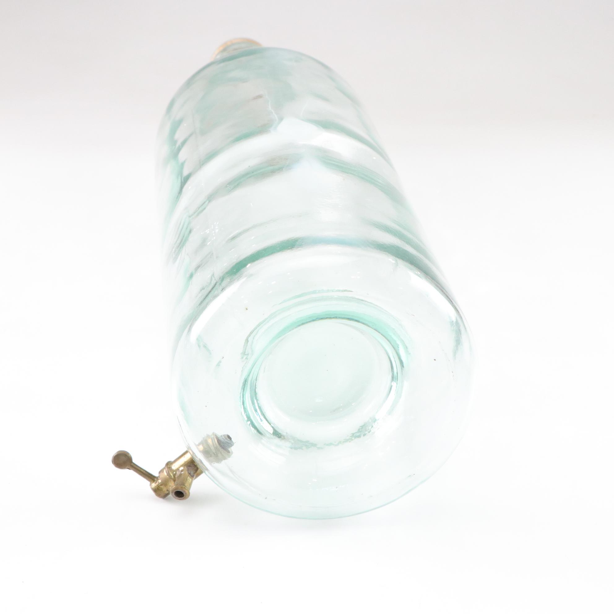 Bottle-Shaped Blown Glass Decanter with Aluminum Plant Bucket and Trivet