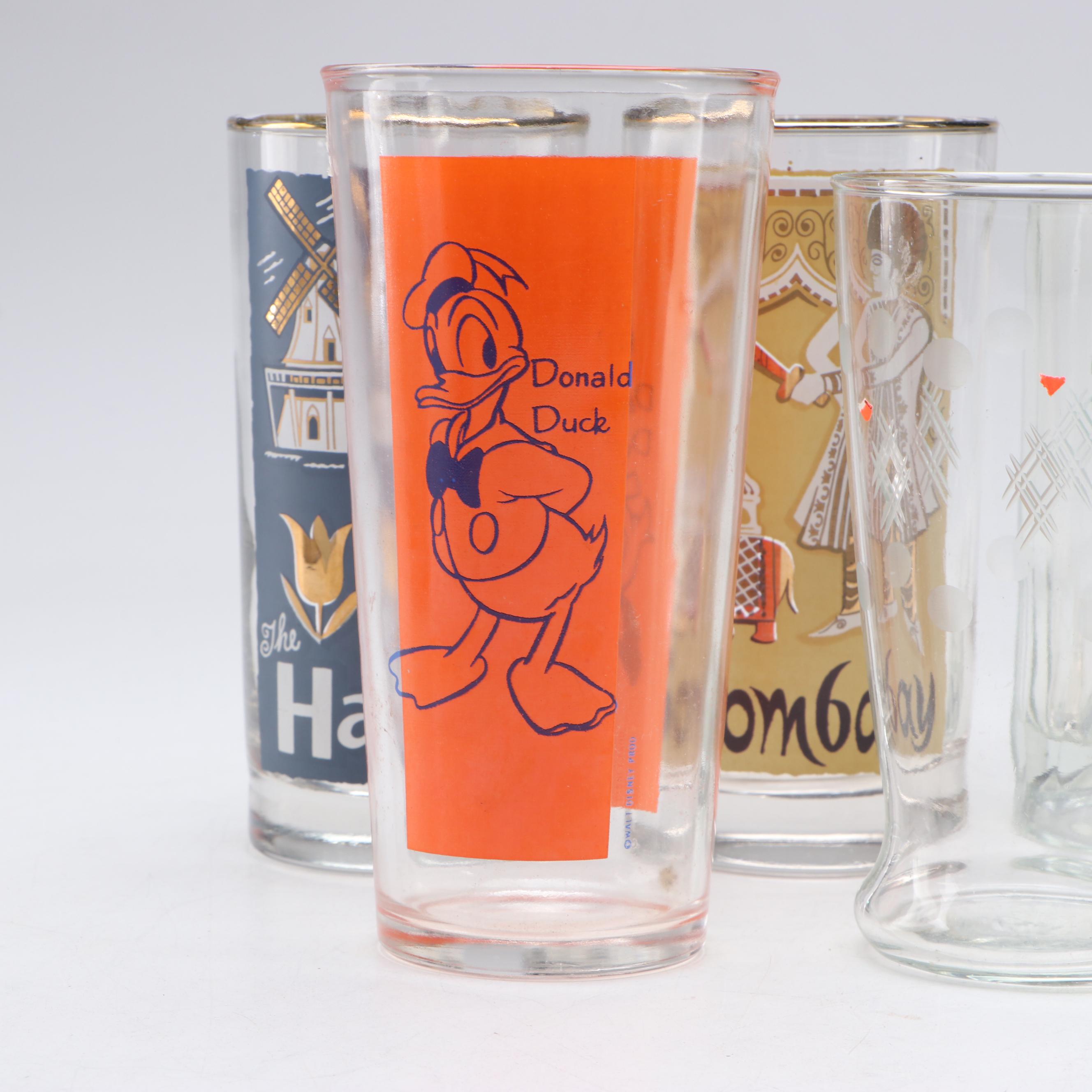 Assorted Souvenir Glasses, Mugs and Salt and Pepper Shaker Pair