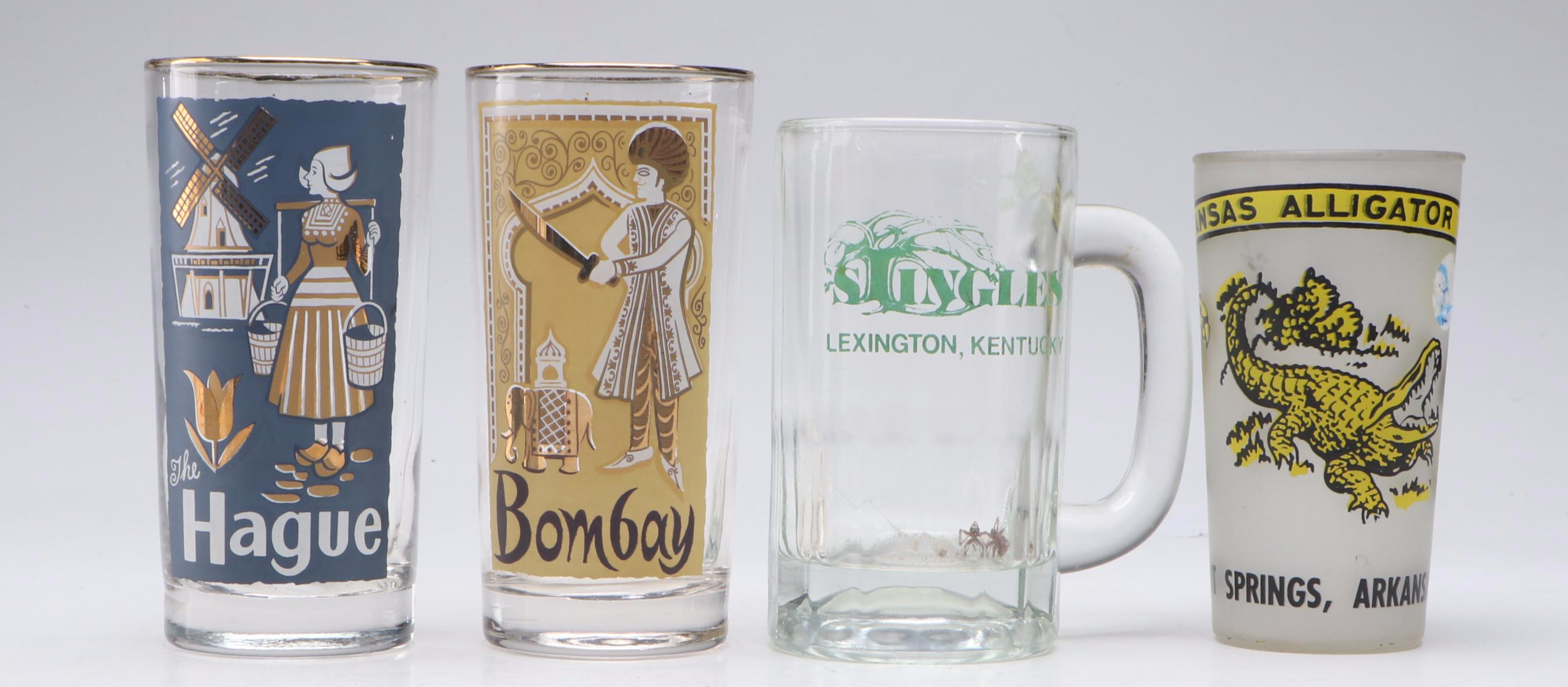 Assorted Souvenir Glasses, Mugs and Salt and Pepper Shaker Pair