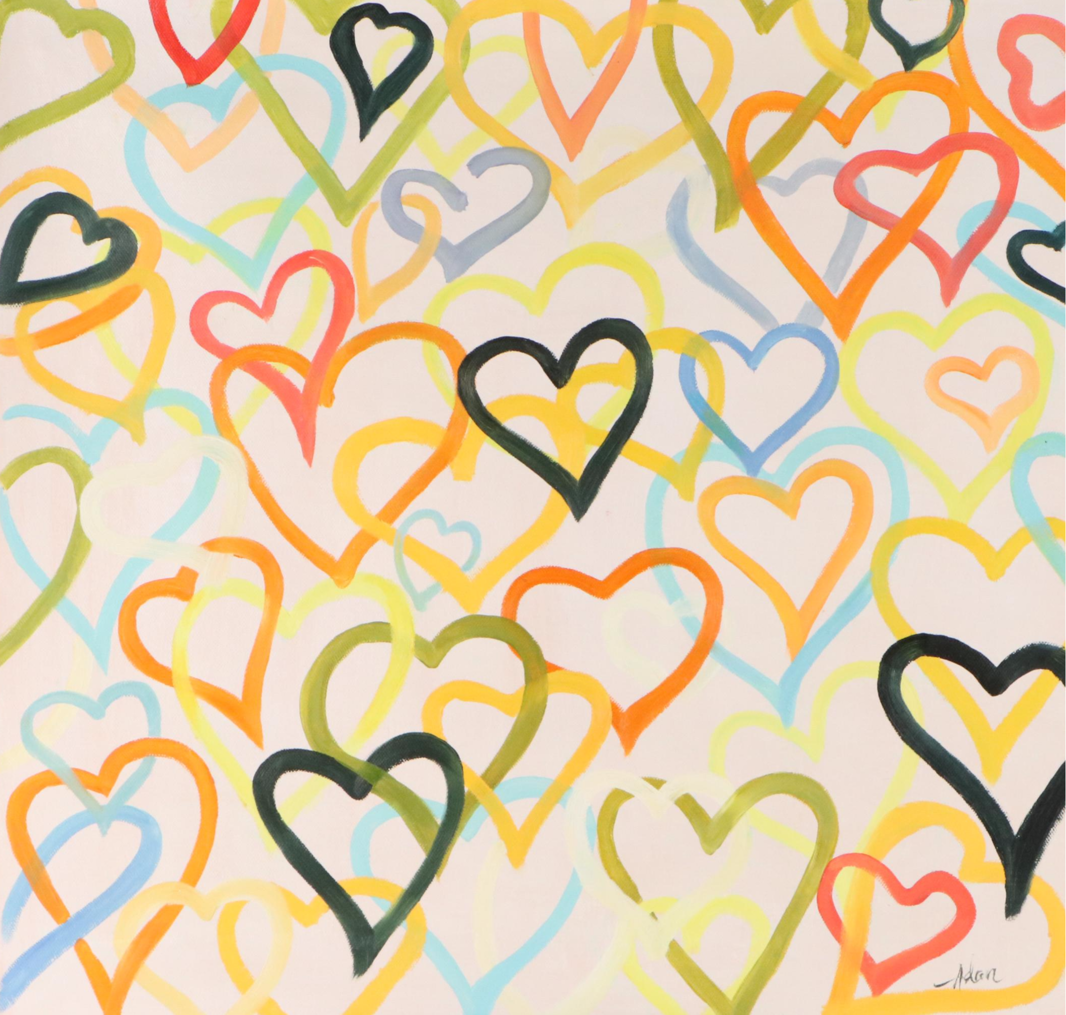 Adan Oil Painting of Hearts, 21st Century