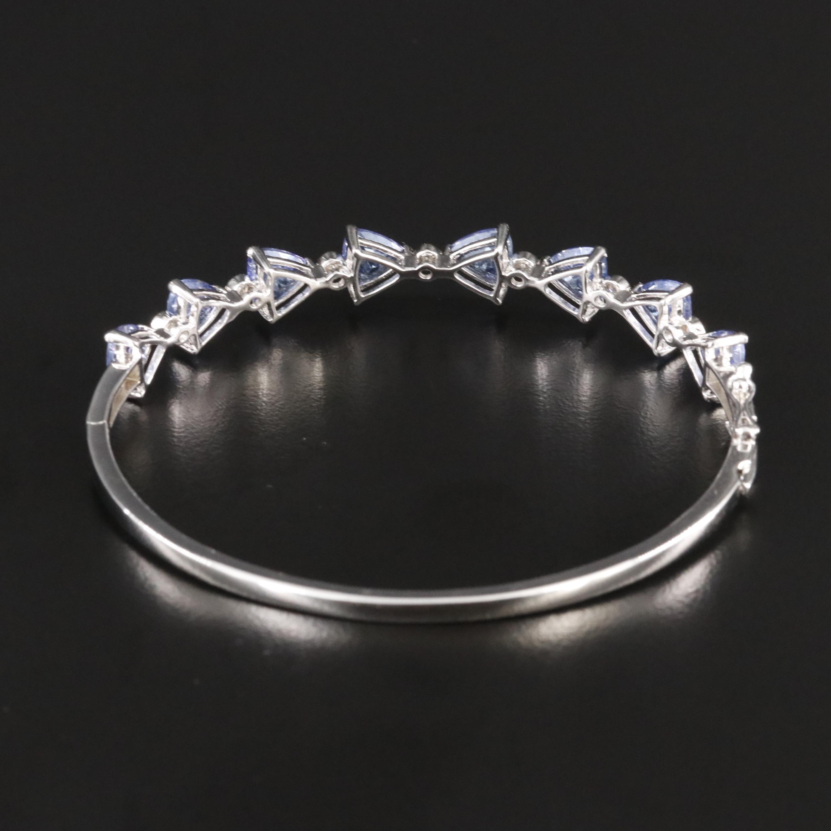 Oscar Freidman Sterling Tanzanite and Diamond Hinged Bangle