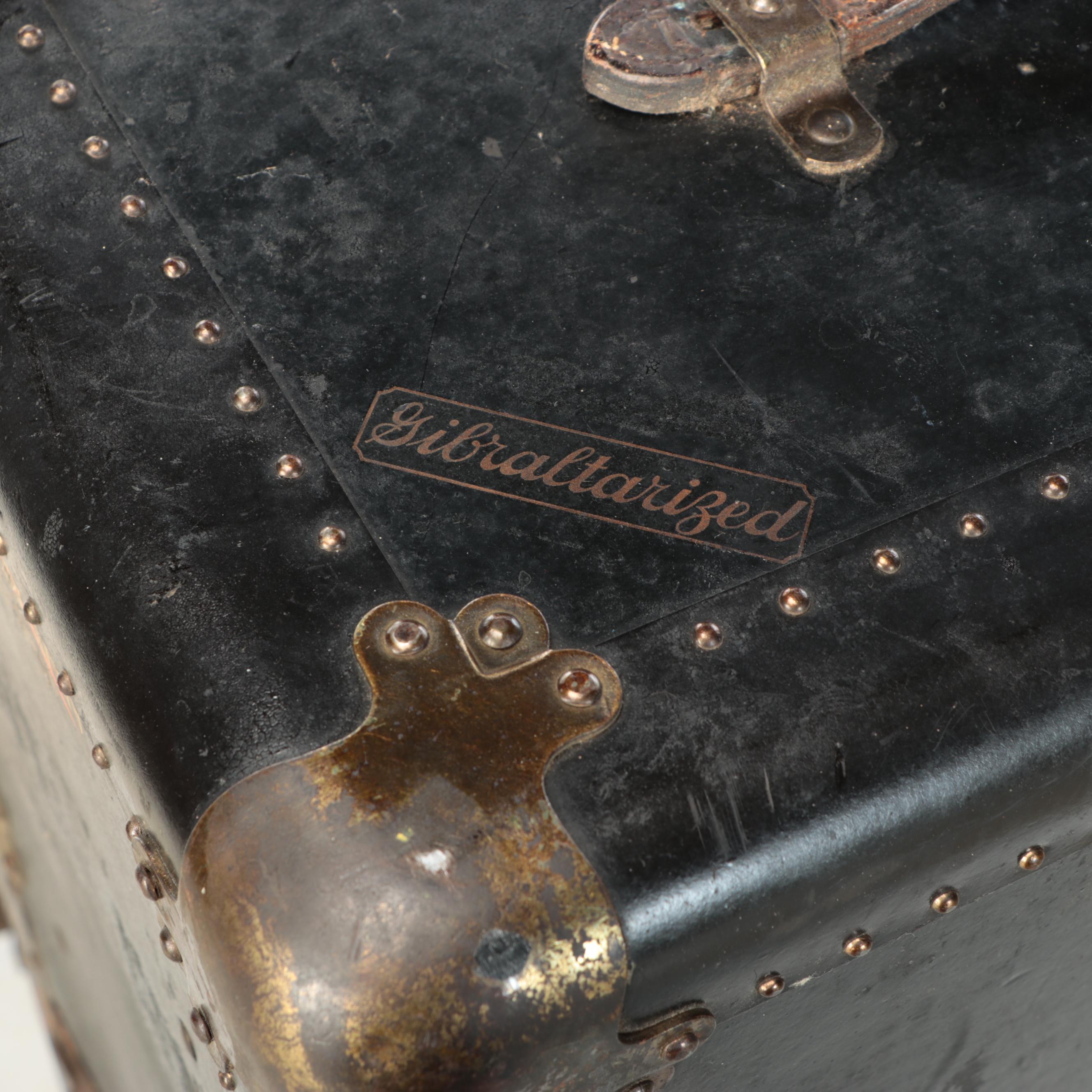 Antique Hartmann Trunk Company Gibraltarized Steamer Trunk