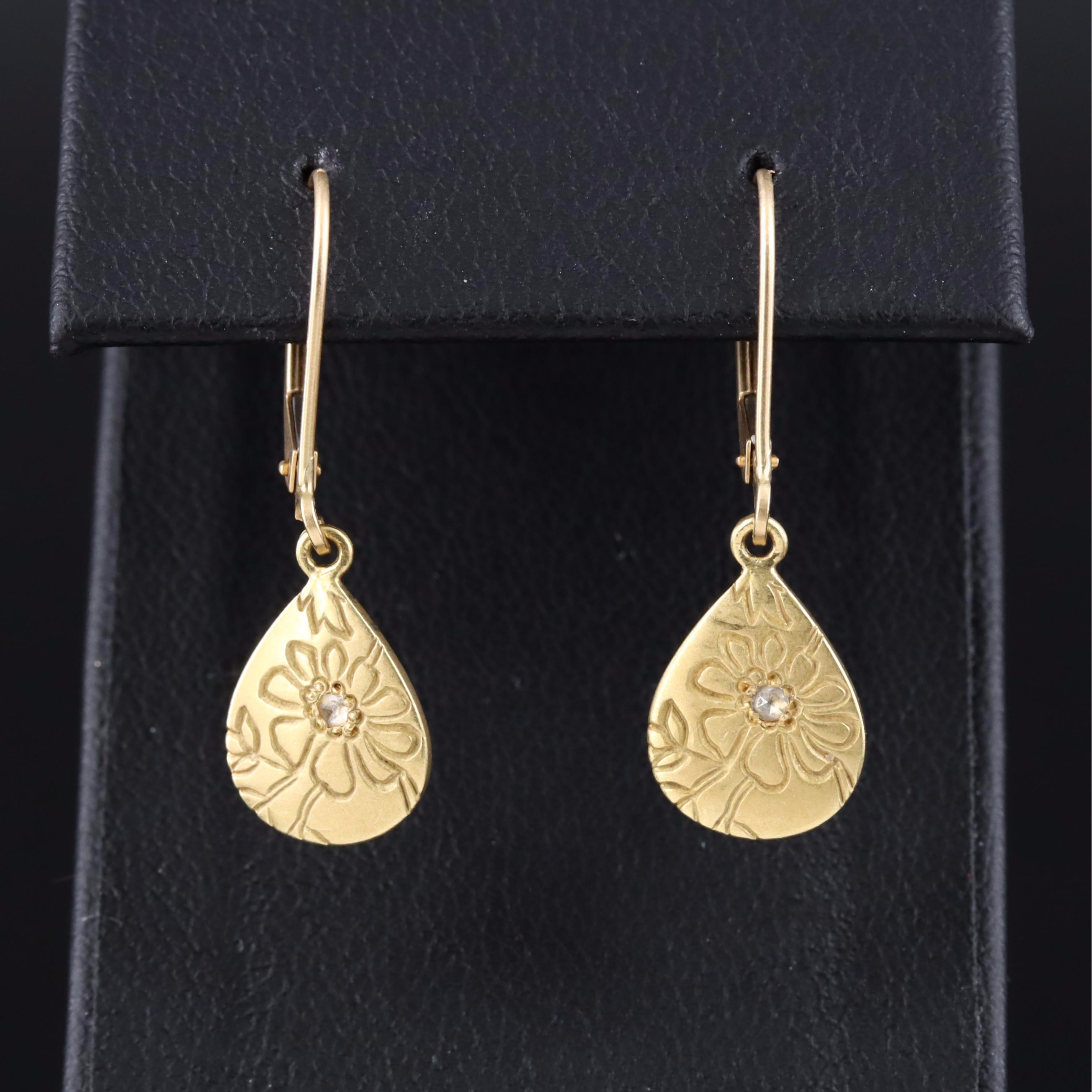 Me & Ro 18K 0.02 CTW Diamond Drop Earrings