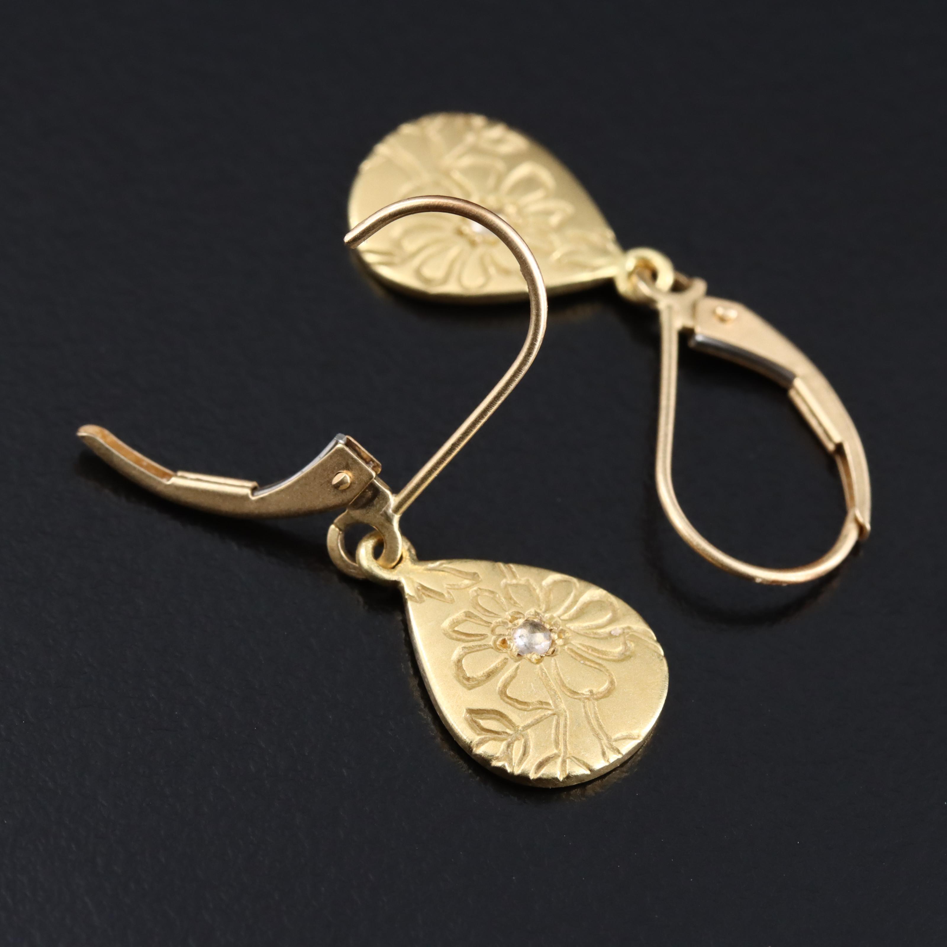 Me & Ro 18K 0.02 CTW Diamond Drop Earrings