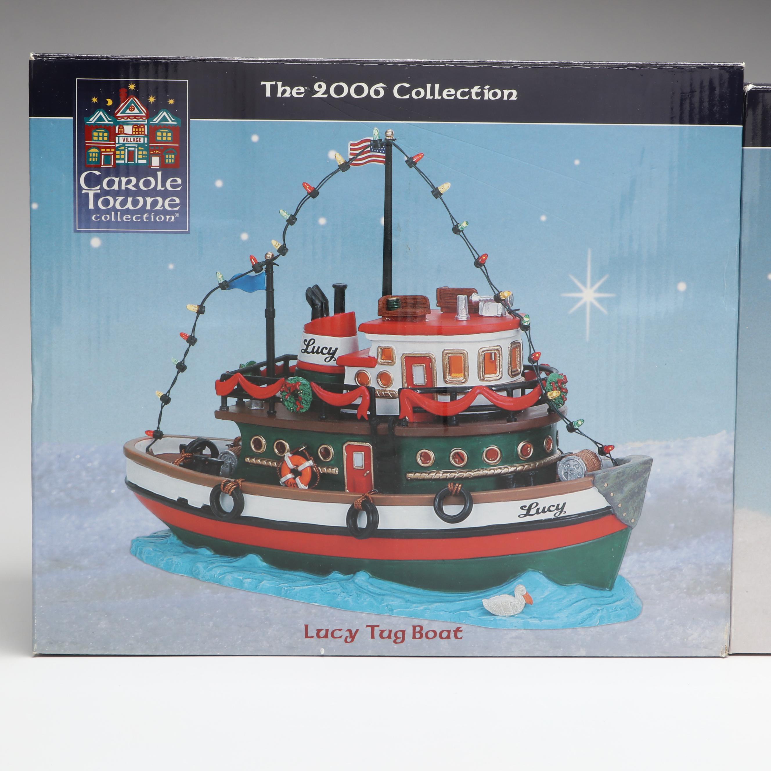 Lemax "Lucy Tug Boat" and "The Robin" Carole Towne Collection Figurines, 2000s