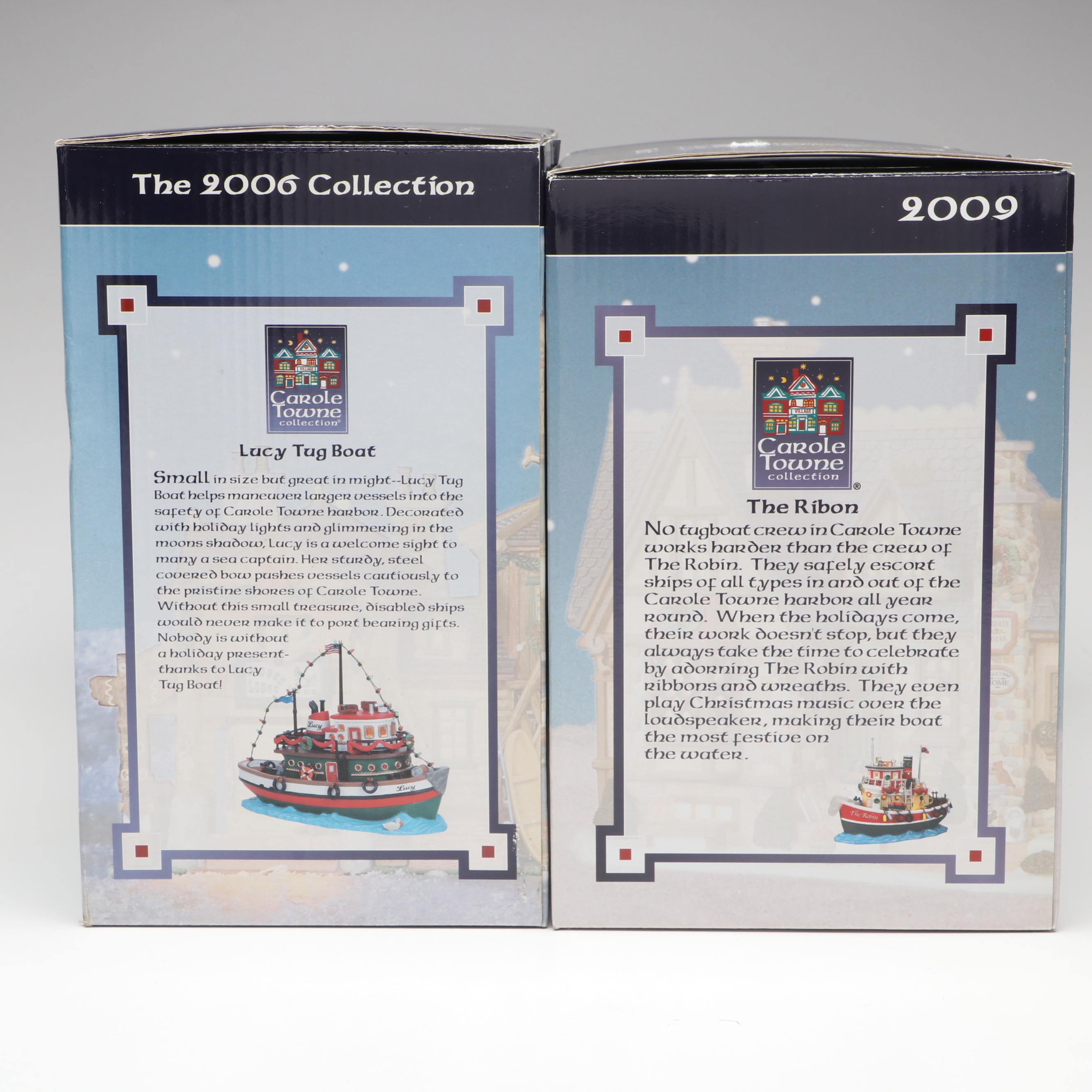 Lemax "Lucy Tug Boat" and "The Robin" Carole Towne Collection Figurines, 2000s