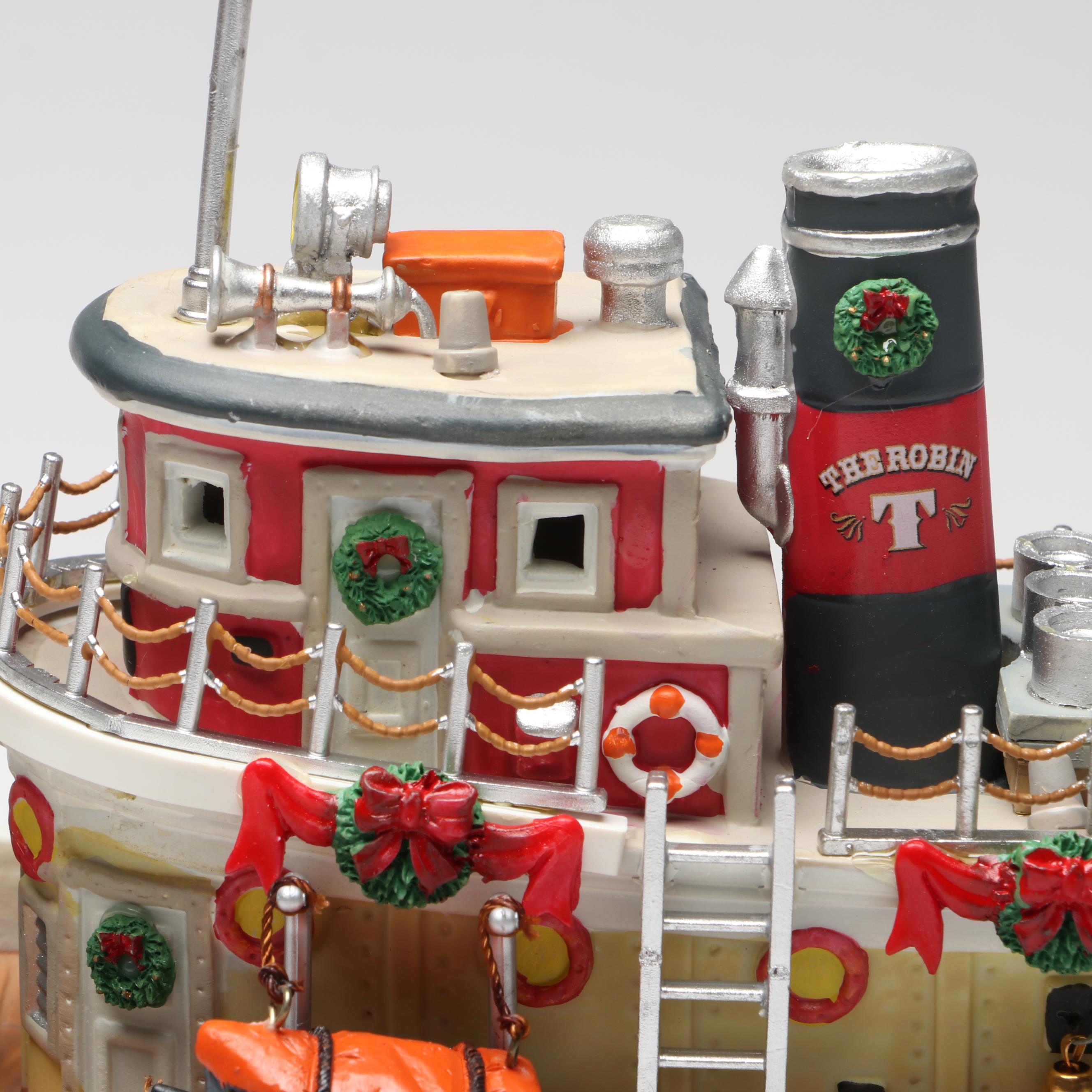 Lemax "Lucy Tug Boat" and "The Robin" Carole Towne Collection Figurines, 2000s