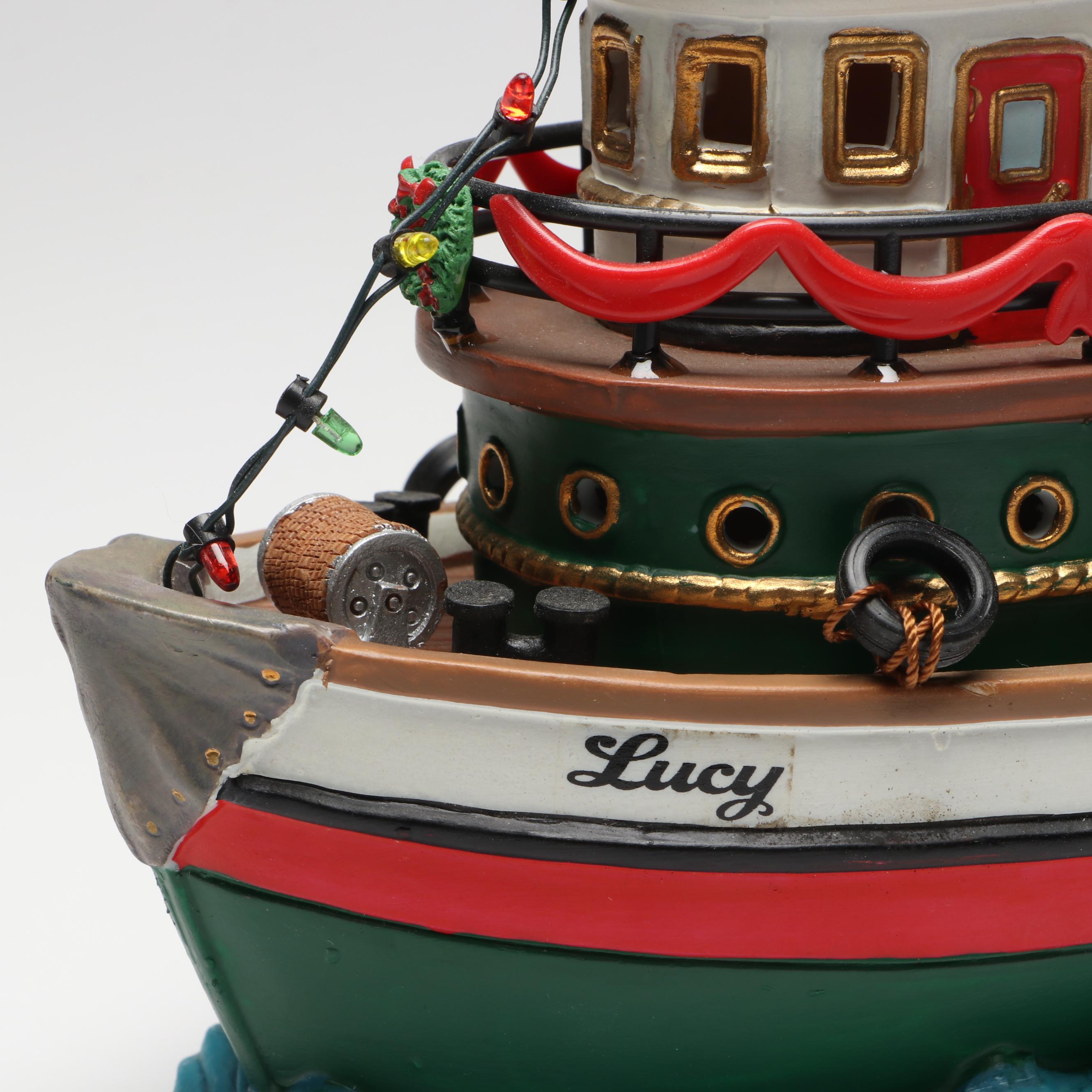 Lemax "Lucy Tug Boat" and "The Robin" Carole Towne Collection Figurines, 2000s