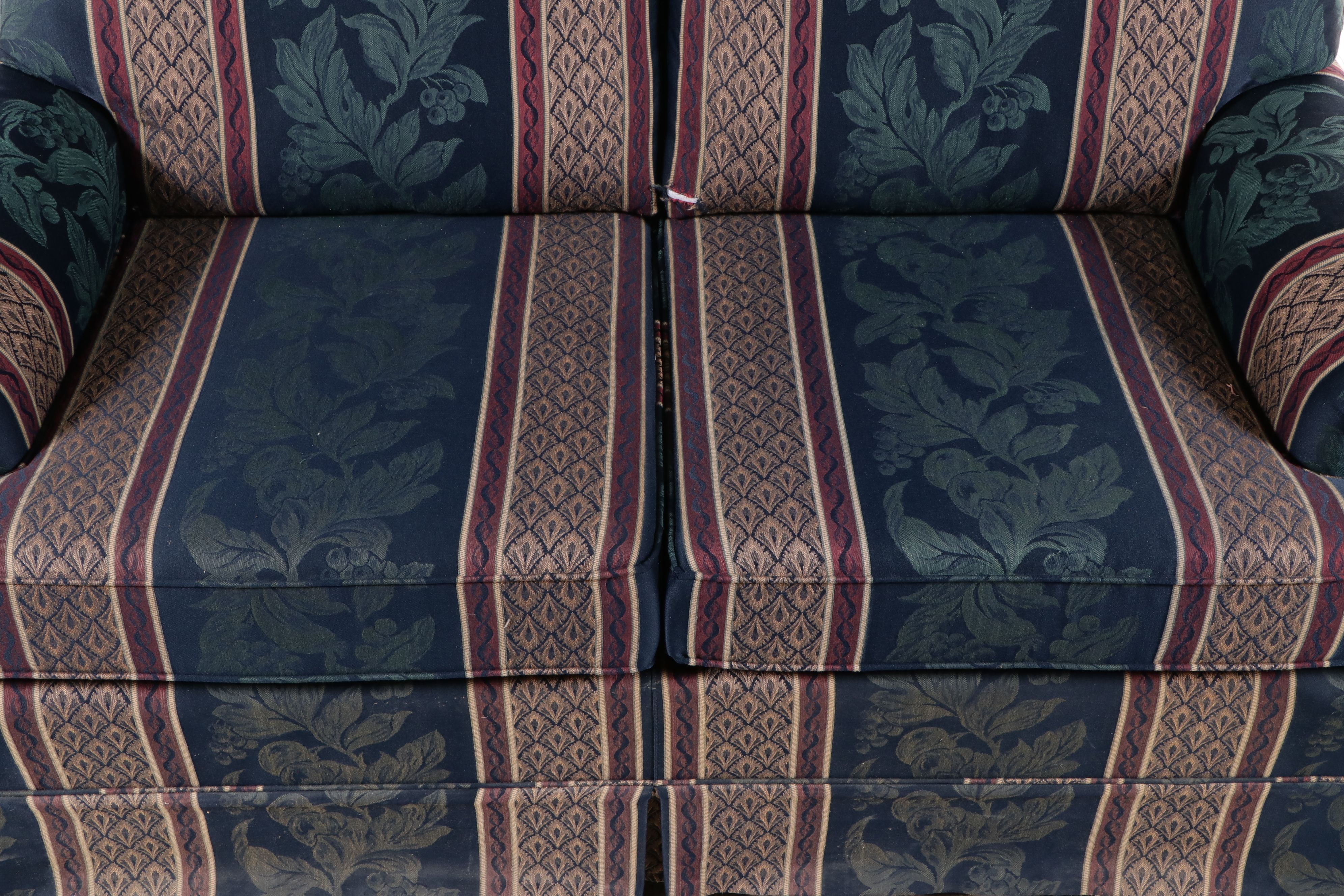 Fabric Upholstered Roll-Arm Loveseat, Late 20th Century