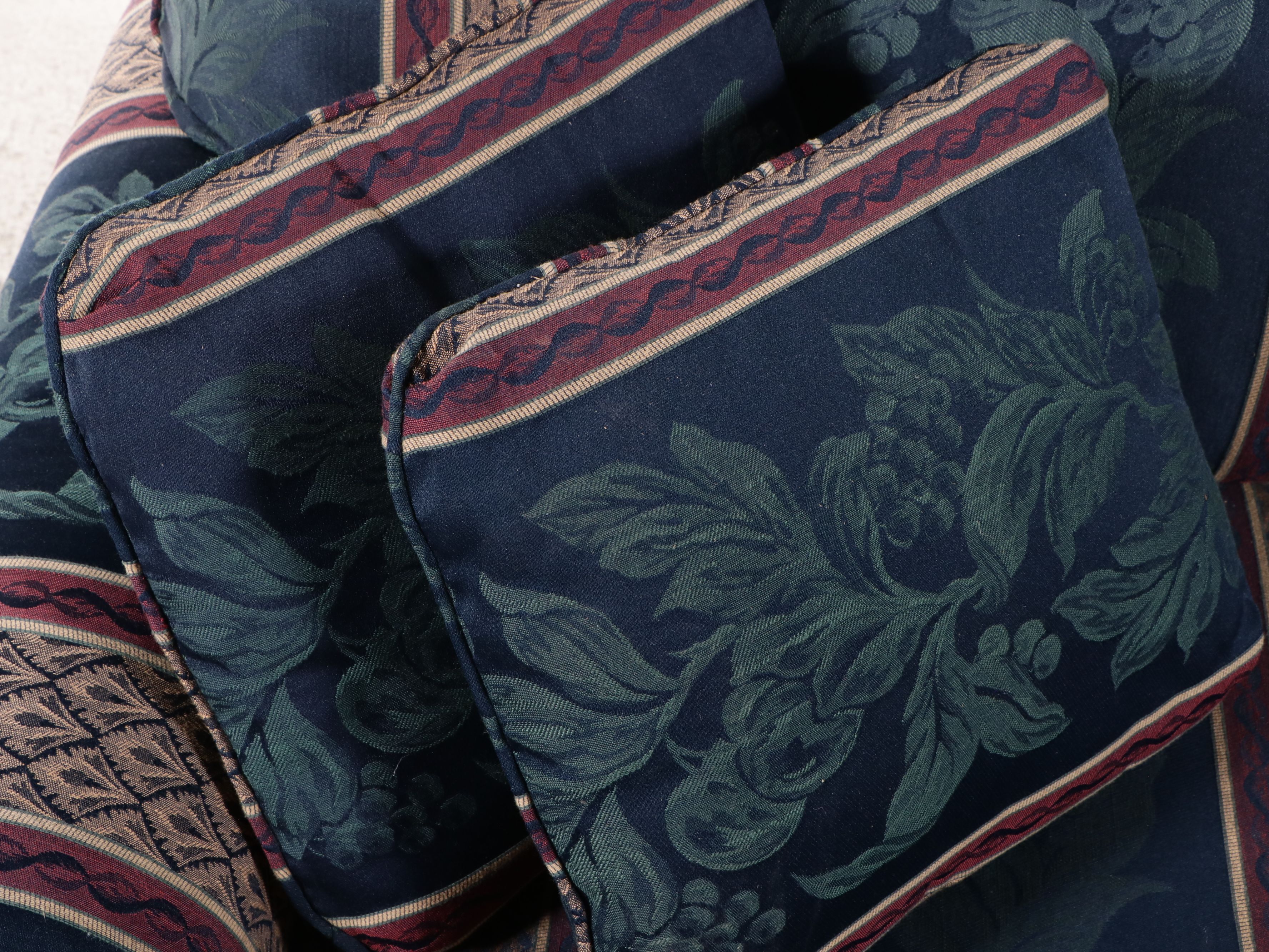 Fabric Upholstered Roll-Arm Loveseat, Late 20th Century