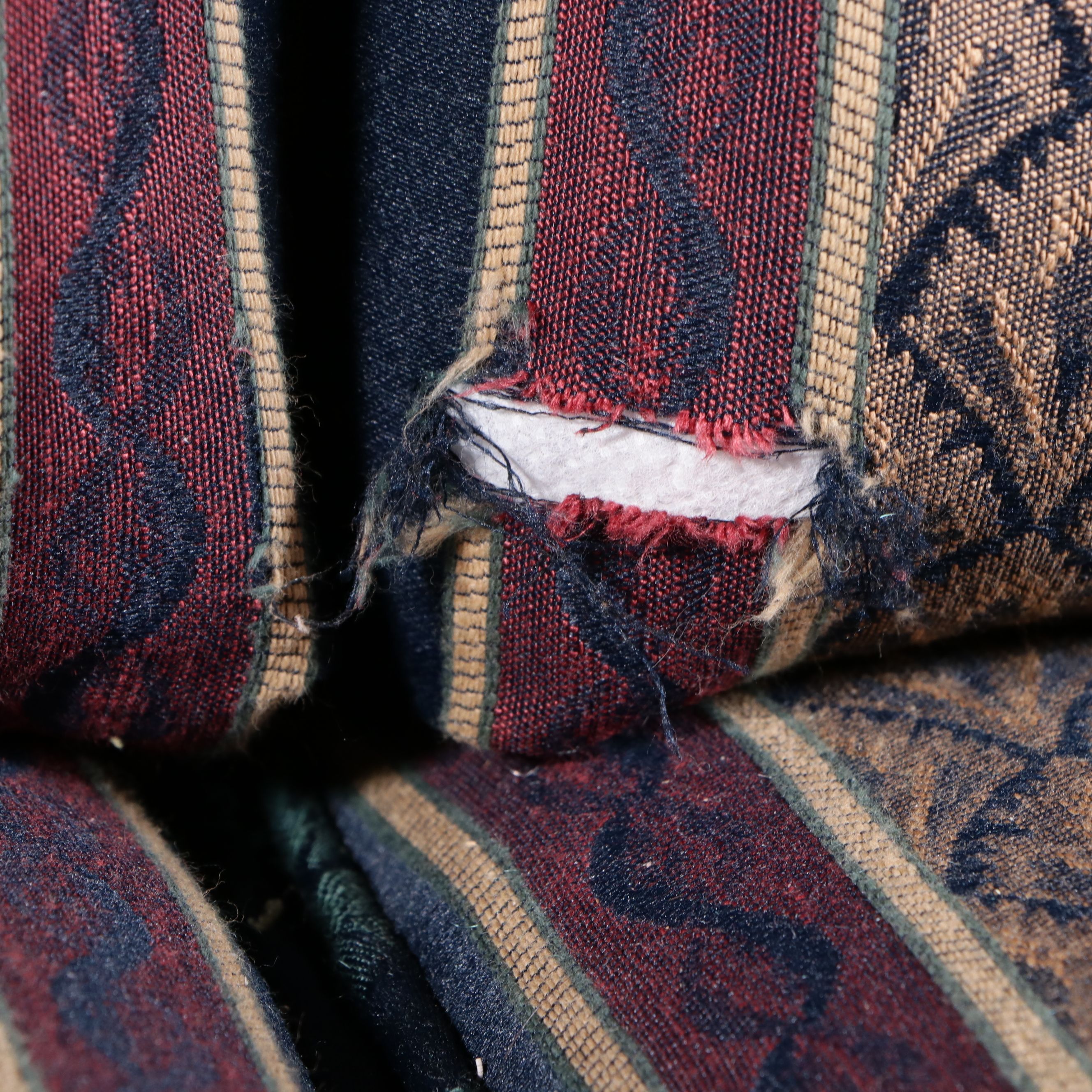 Fabric Upholstered Roll-Arm Loveseat, Late 20th Century
