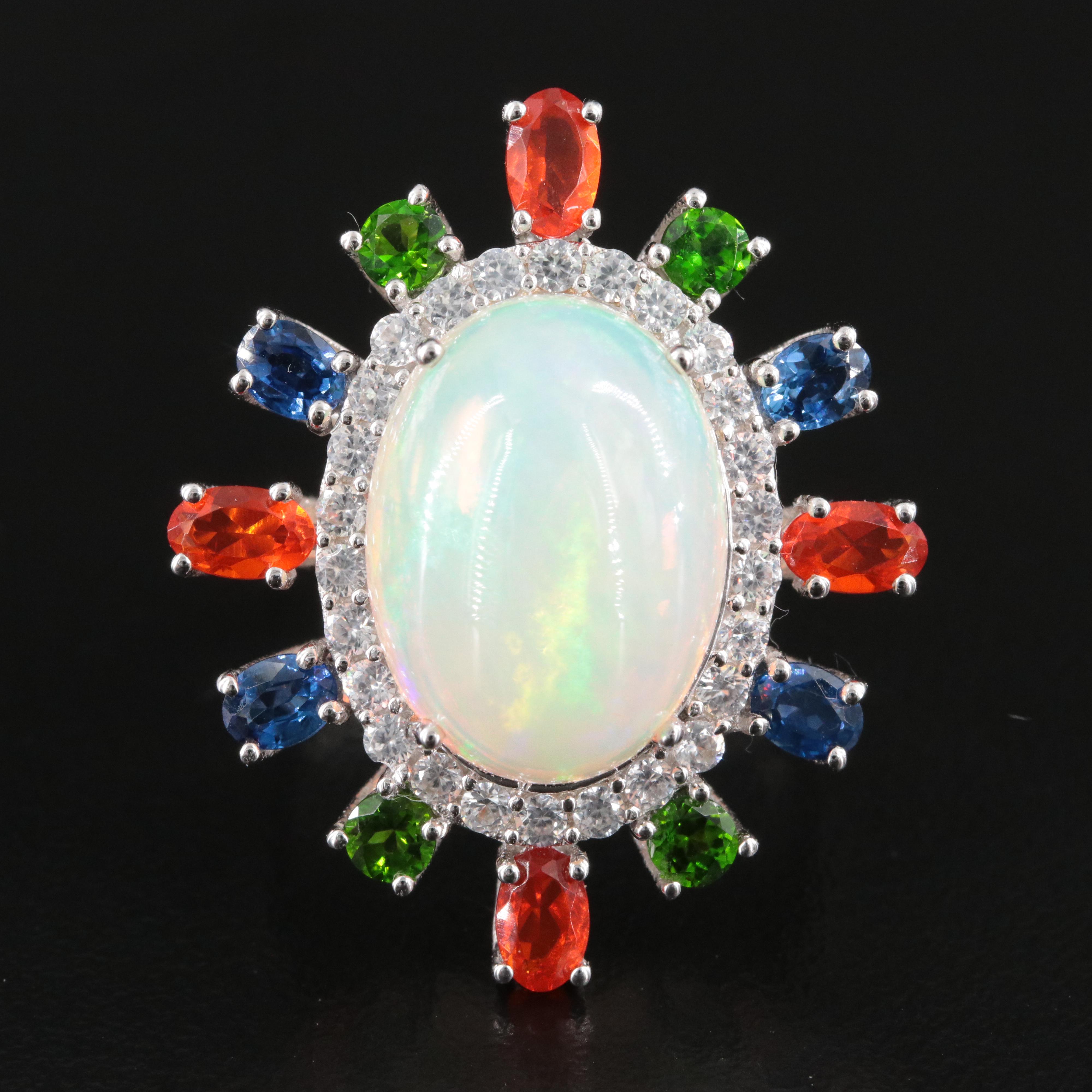Sterling Opal and Gemstone Ring